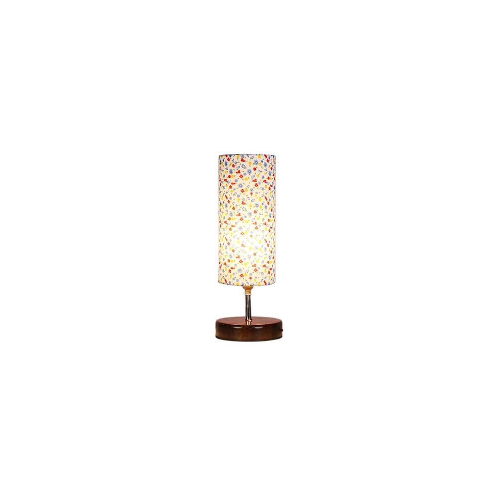 Koda Multicolor cotton table lamp with brown wood base