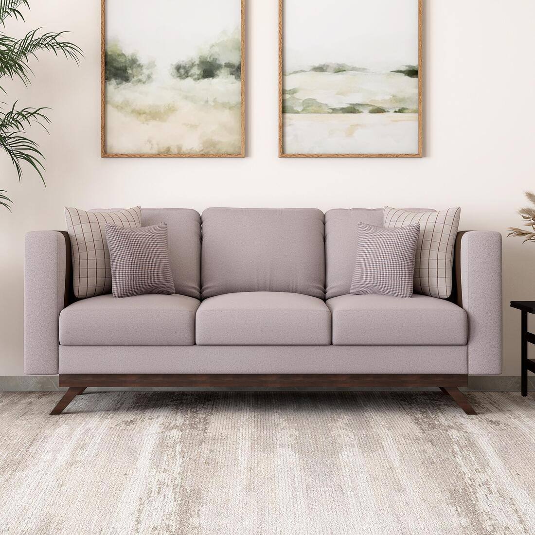 Rubik 3 Seater Fabric Sofa in Smokey Taupe Colour - Durian