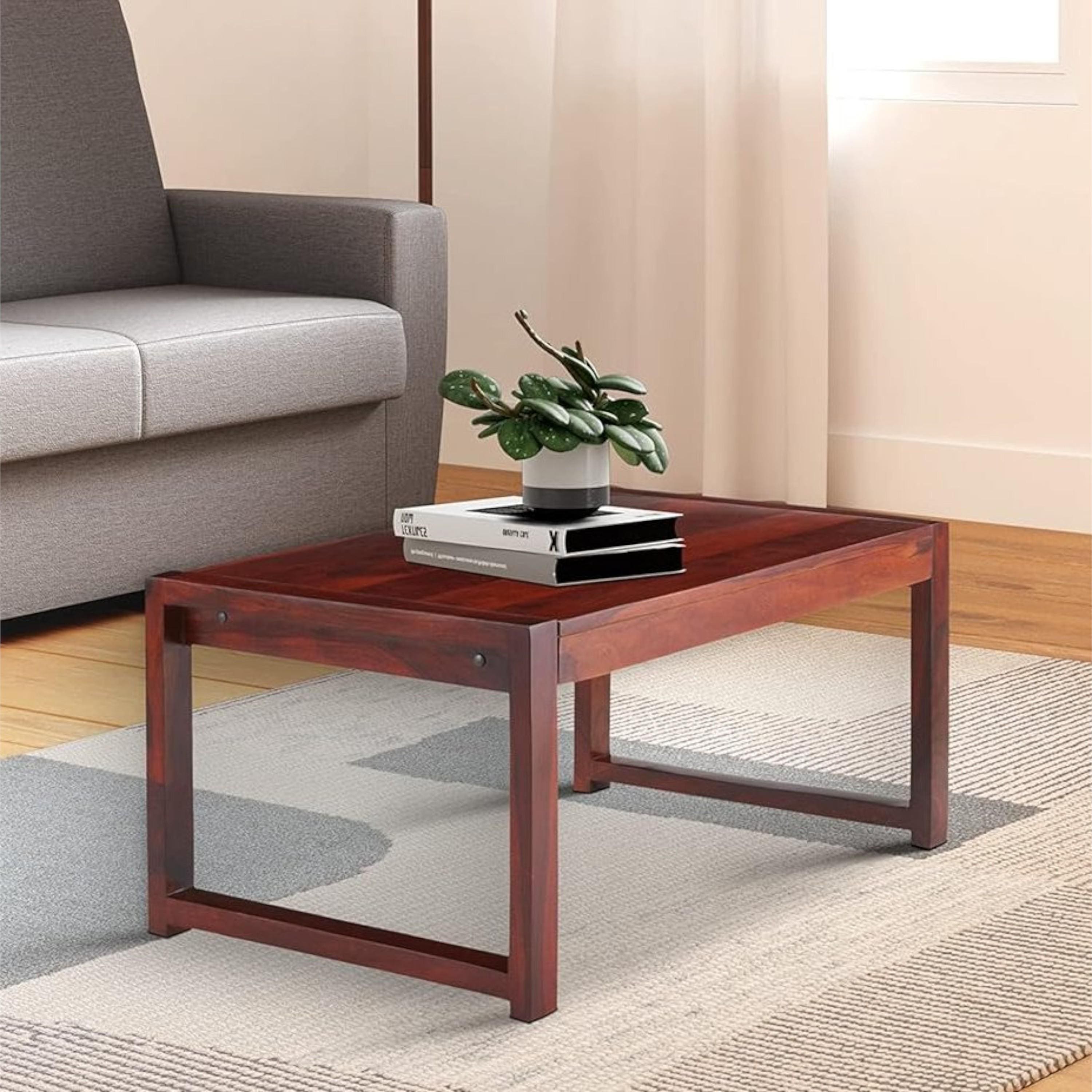 Hamstreet Sheesham Wood Contemporary Rectangle Coffee Table In Honey Finish