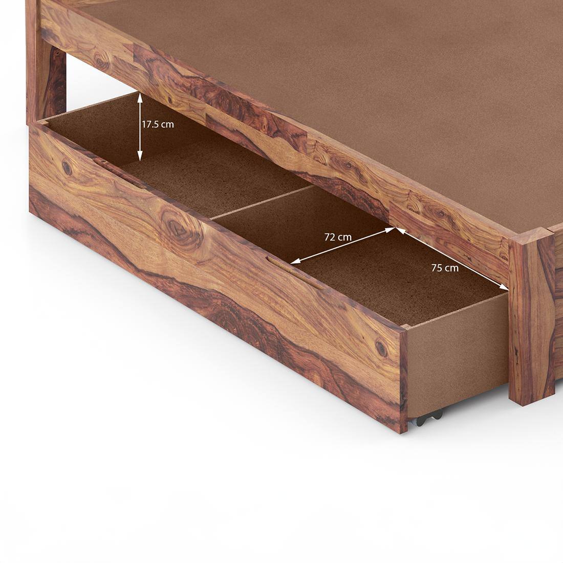 Florence Solid Wood King Size Drawer Storage Bed In Teak Finish