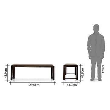 Oribi Dining Bench In Mahogany Finish With Wheat Brown Fabric