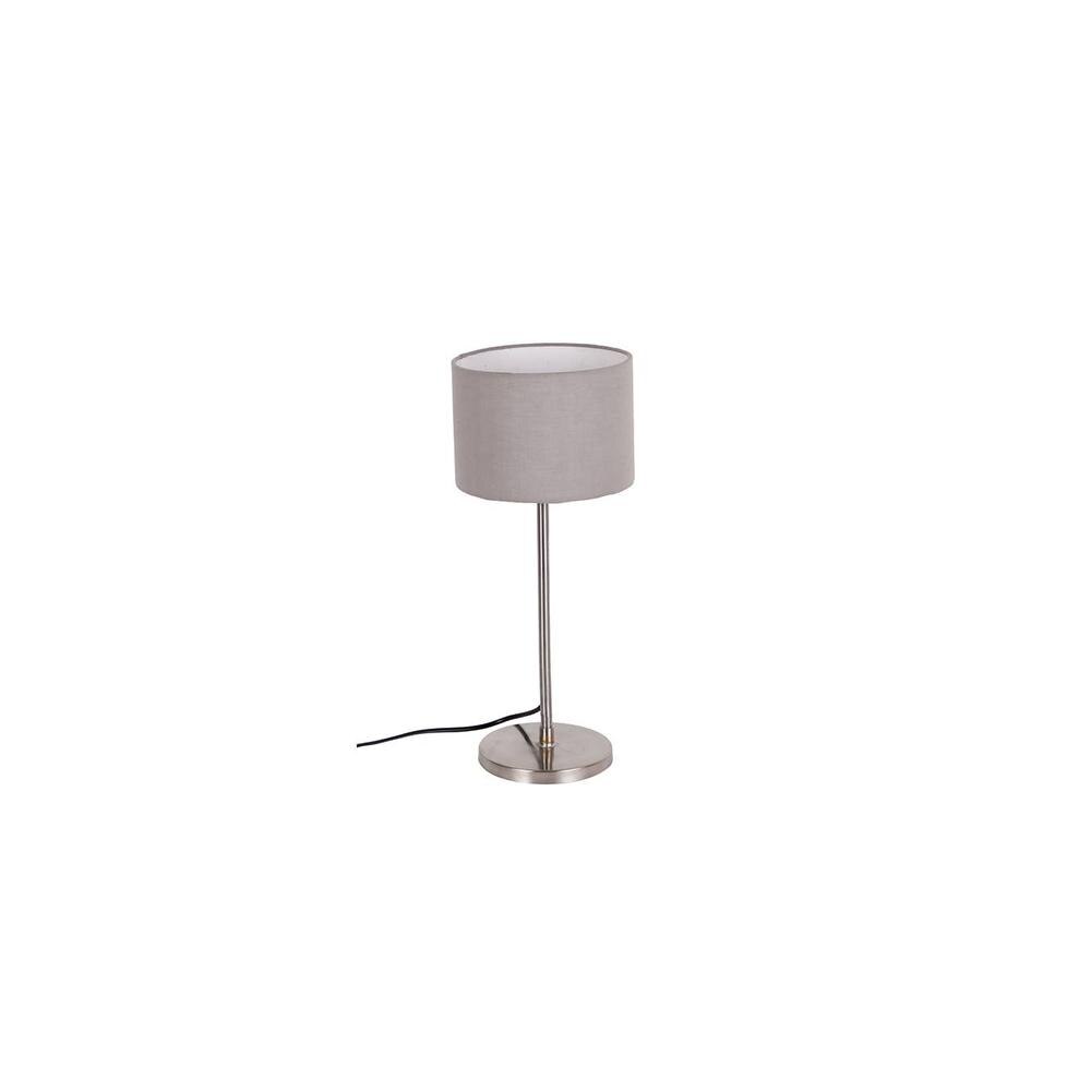 Canaan Grey Fabric Shade Table Lamp with Steel Steel Base