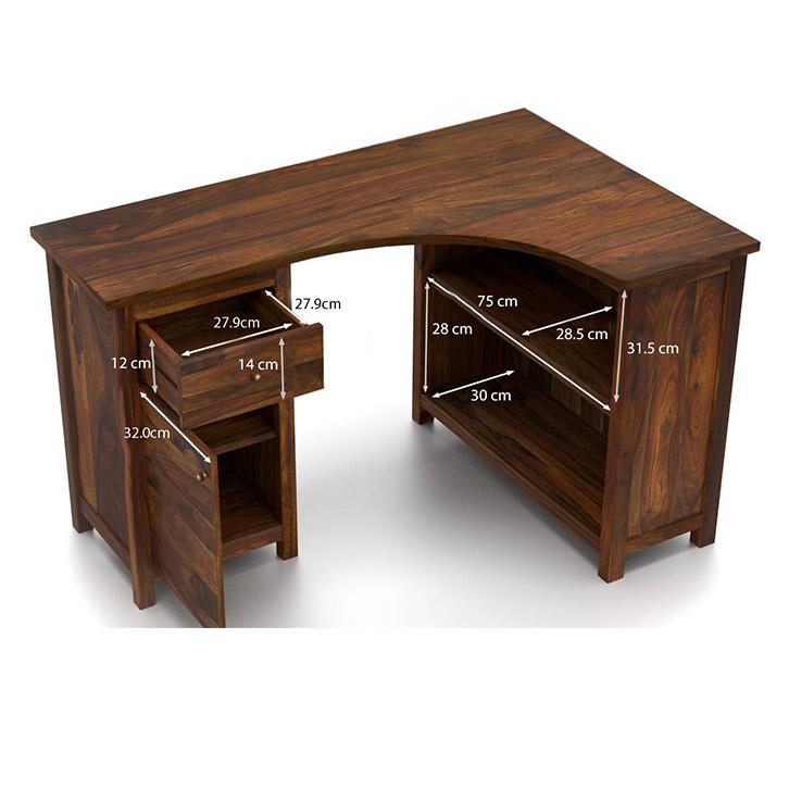 Dickens Solid Wood Study Table in Teak Finish