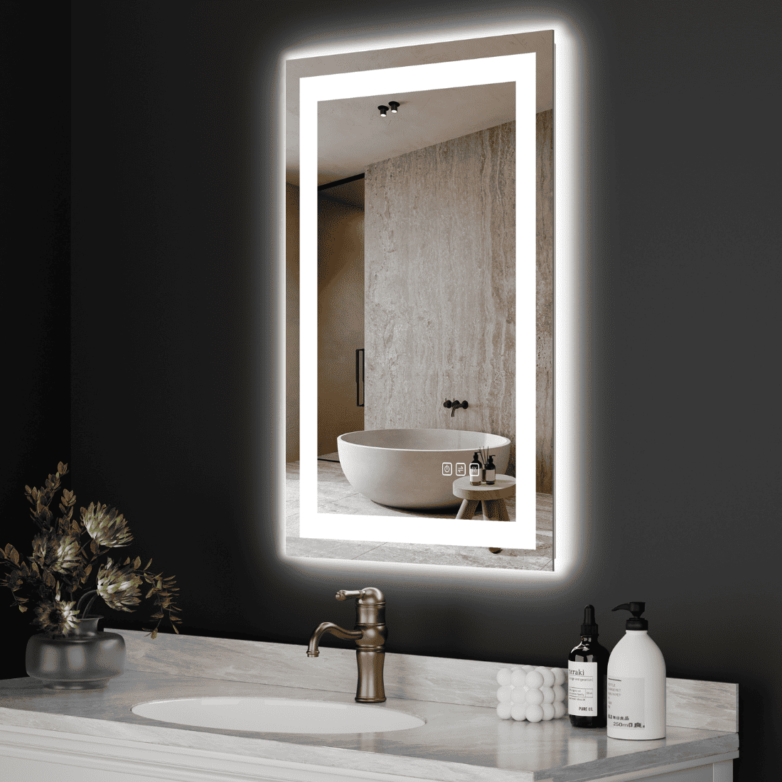 Rectangle  Vanity Mirror with Lights Modern LED Mirror