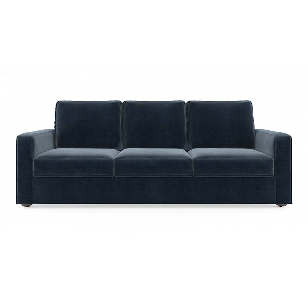 Apollo 3 Seater Fabric Sofa in Sea Port Blue Velvet Colour
