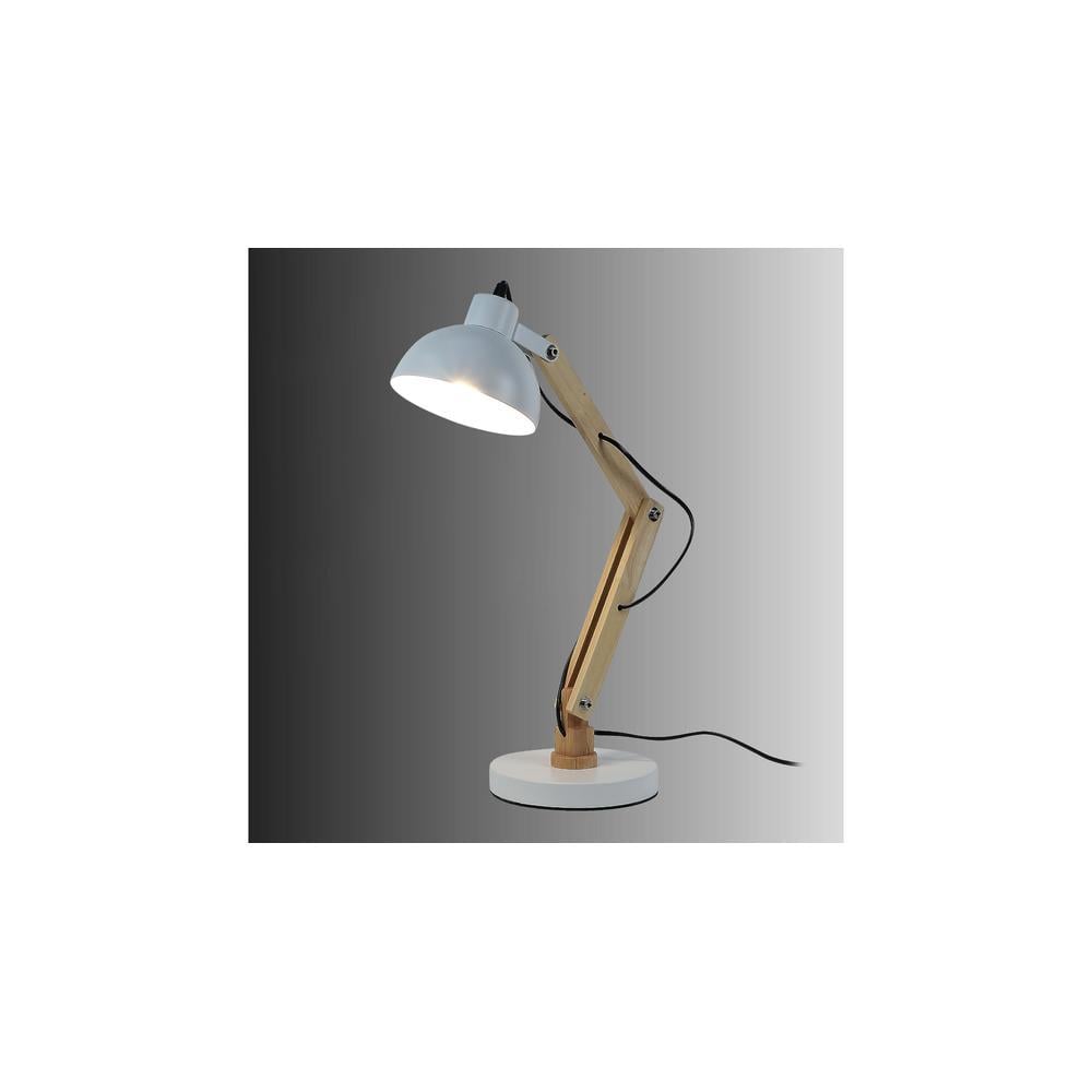 Modern White Study Lamp With Metal Base