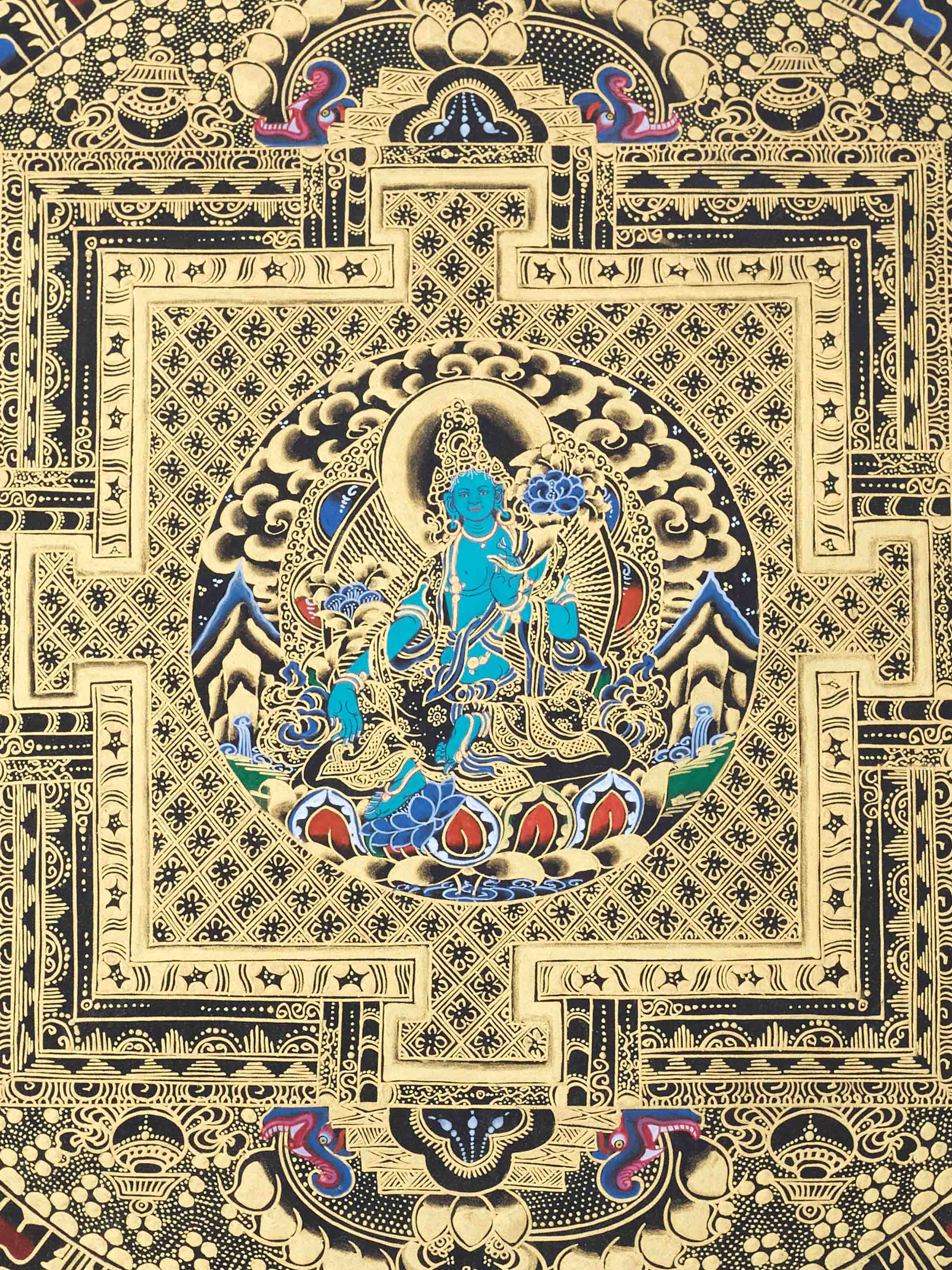 Green Tara Mantra Thangka Painting