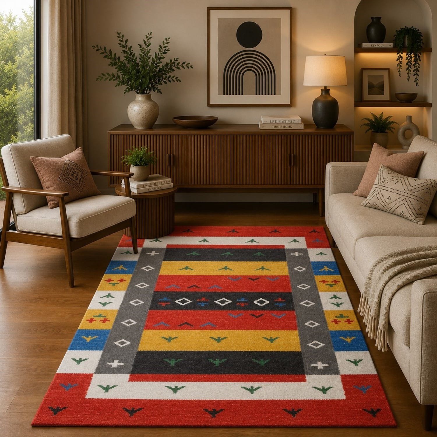 Imperial Knots Gabbeh Multicolor Hand Woven Dhurrie 4x6 Feet