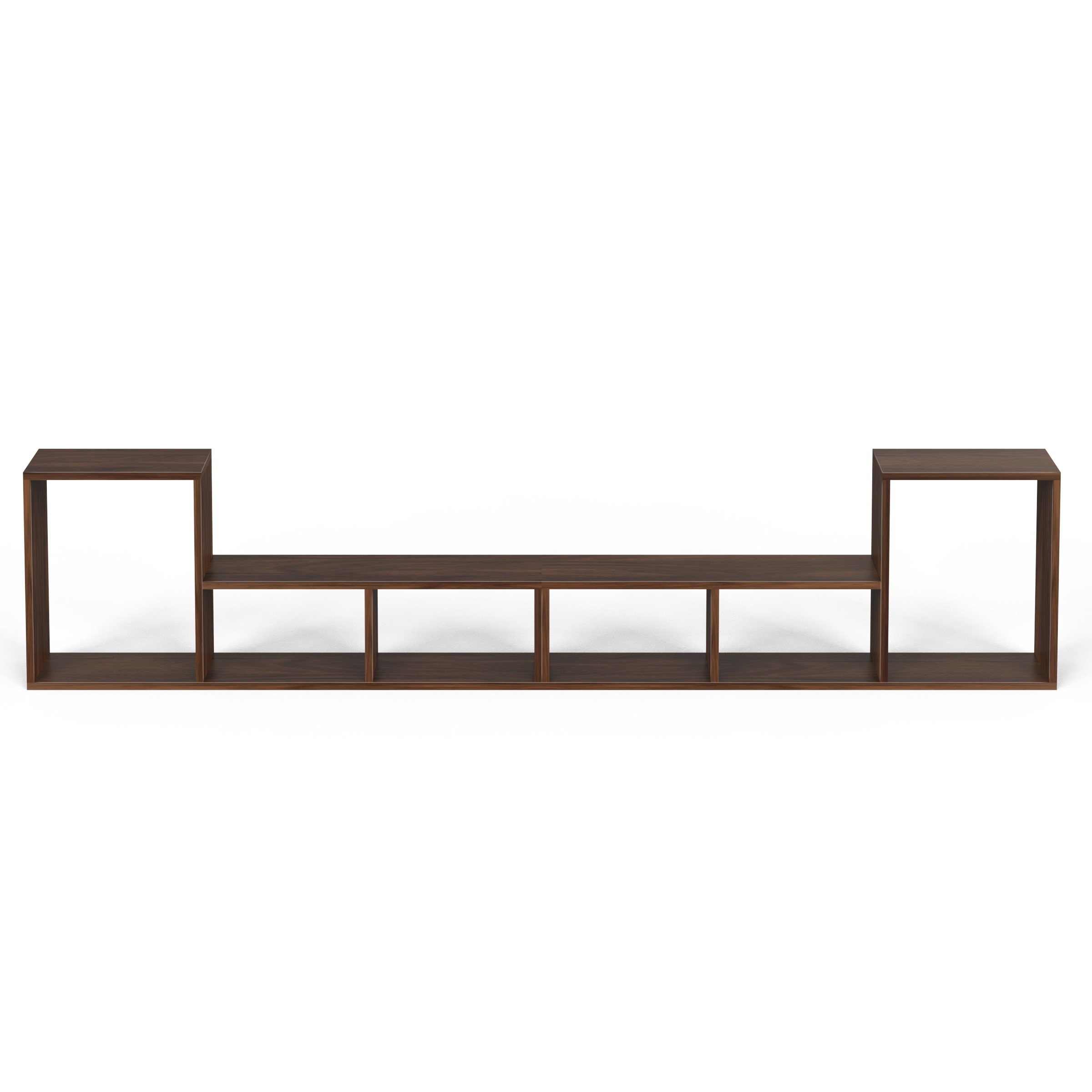 BLUEWUD Petel Engineered Wood TV Entertainment Unit/Versatile Adjustable TV Panel Stand & Storage Unit with 6 Compartments & Adjustable L-Shaped Shelves DIY Ideal Upto 65 Inches TV (Petel Brown Maple)