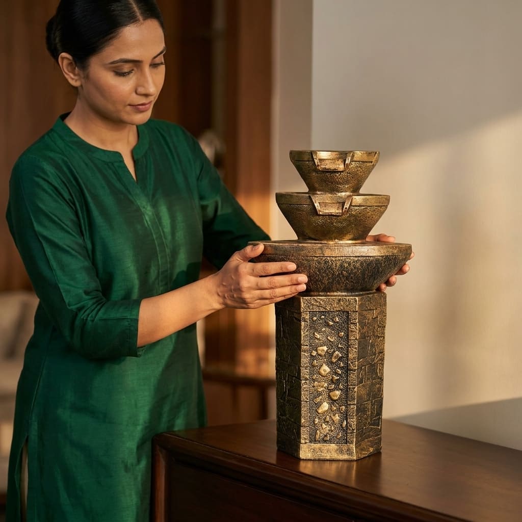 Water Fountain Harmony Falls 3-Tier Water Fountain in Multicolor Colour - Vedas
