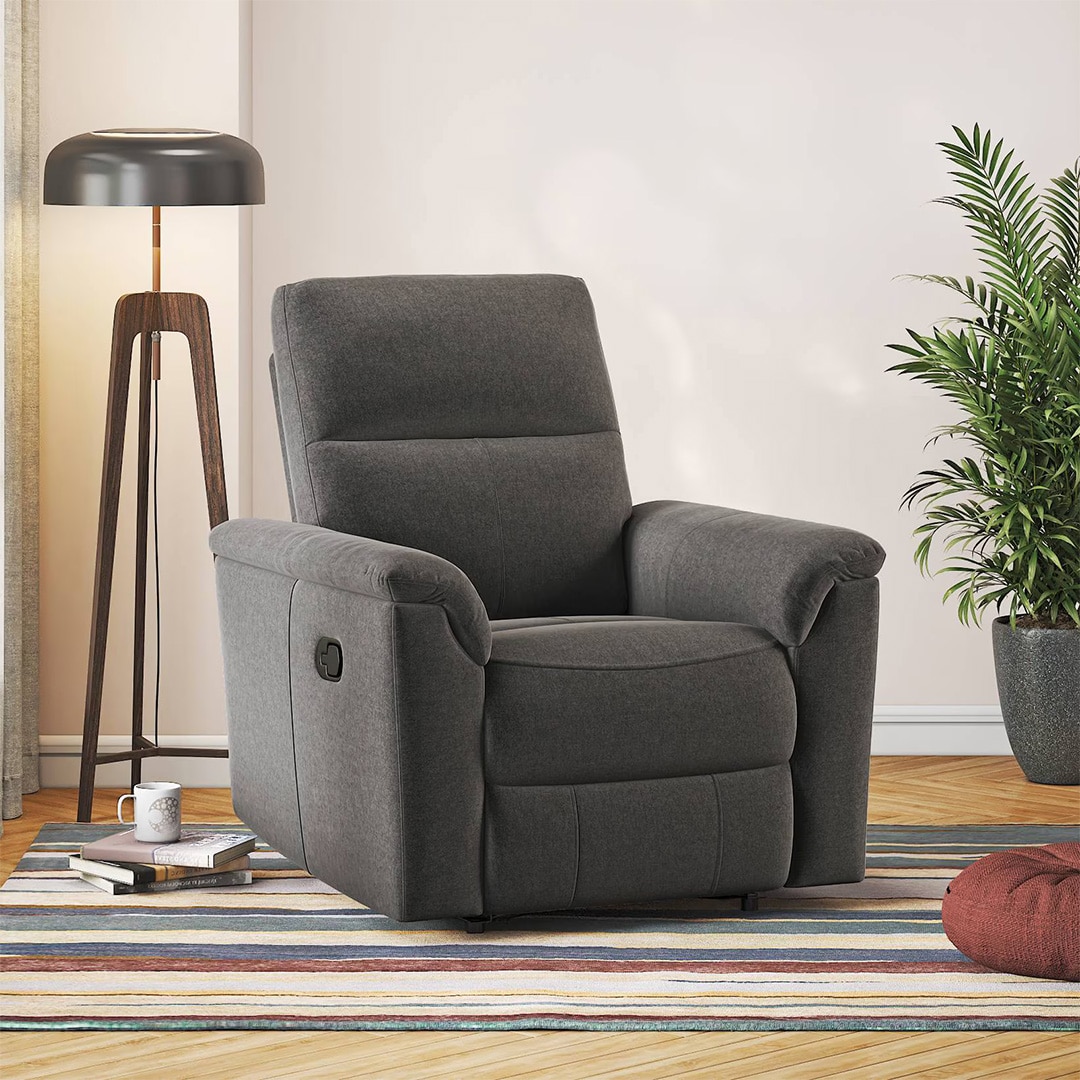 Jenson Fabric One Seater Manual Recliner in Urban Grey Colour