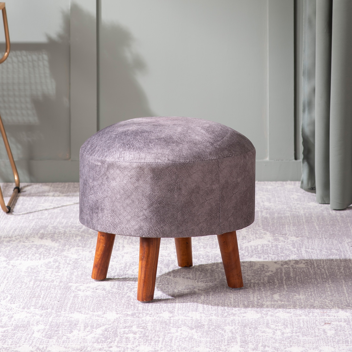 Brick Grey Faux Leather Ottoman - Nestroots