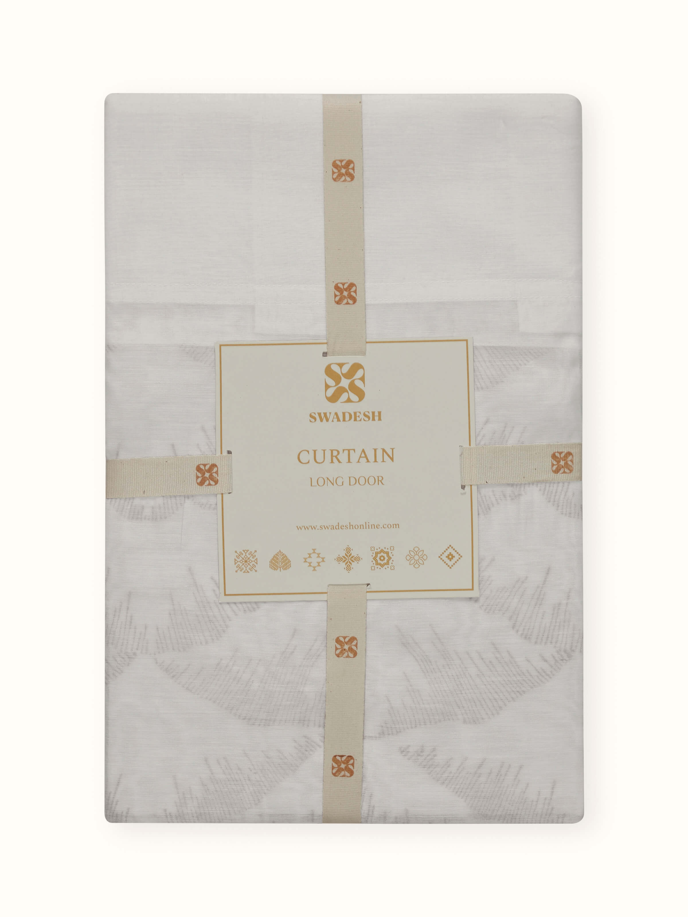 Parvat Beige Ombre Cotton Silk Sanganeri Hand Block Printed Curtain, Long Door (9 Ft)