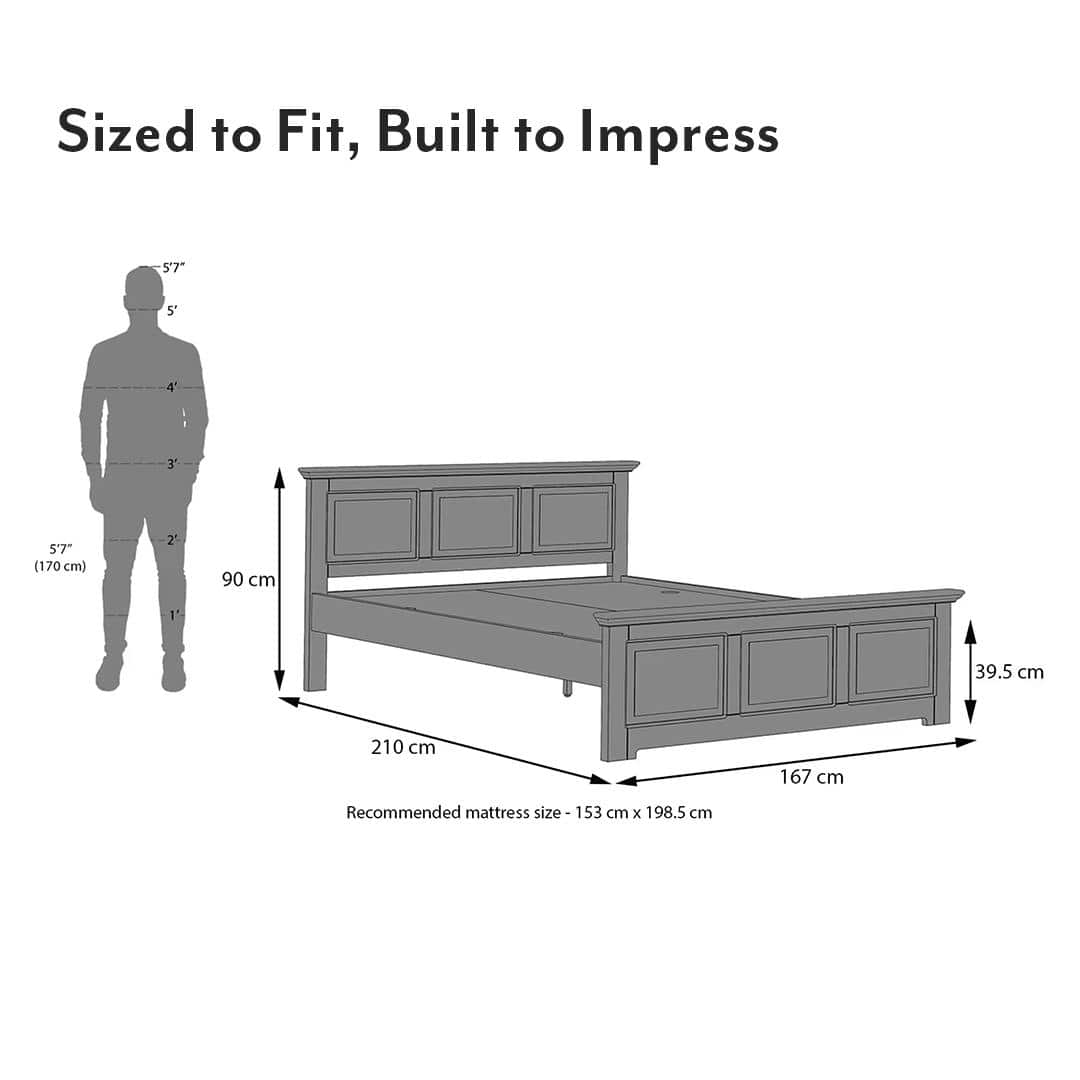 Alexandra Queen Size Bed Without Storage In Amber Walnut Finish