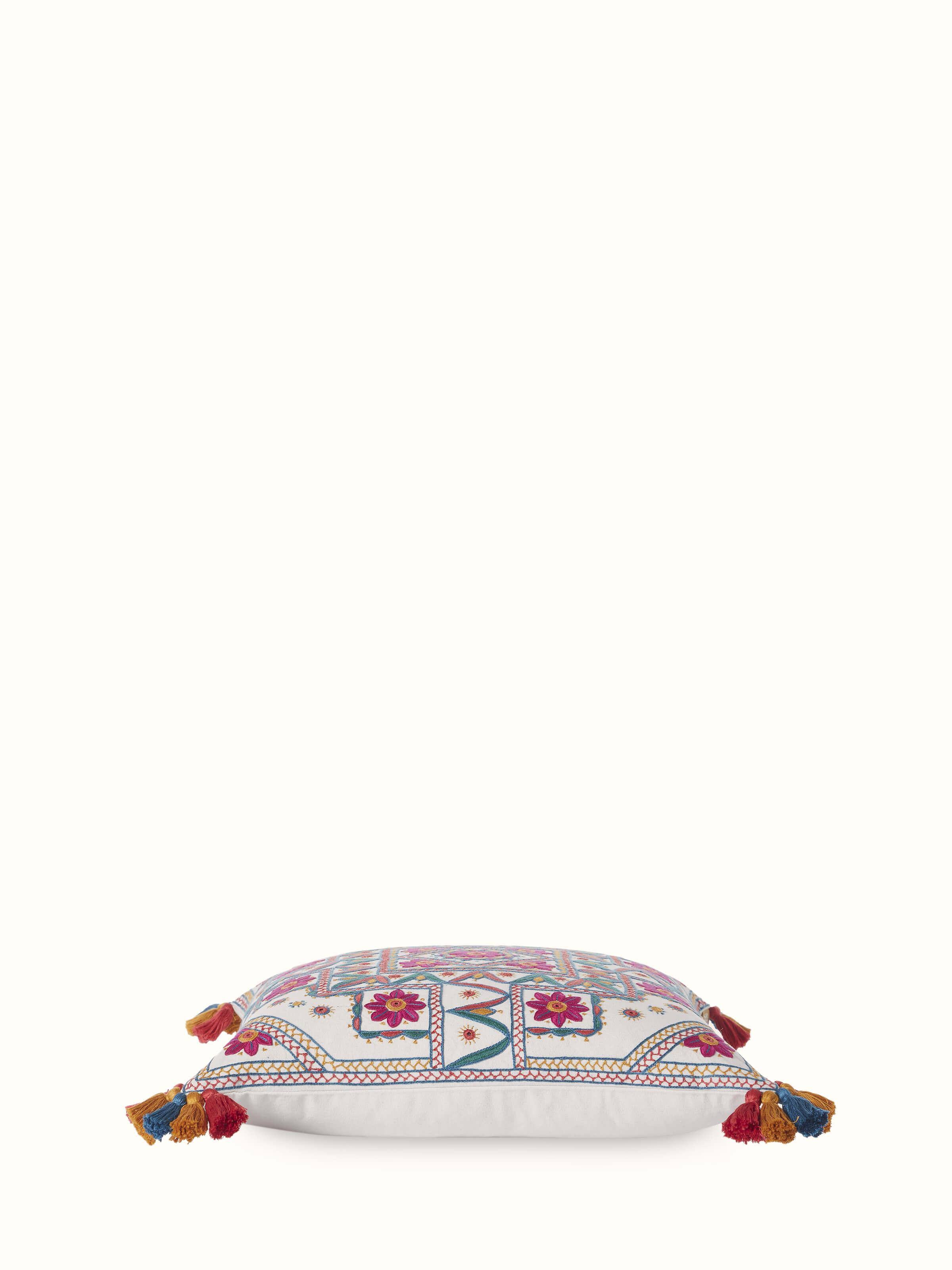 Varna Pink Mandala Cotton Pakko Hand Embroidered Cushion Cover