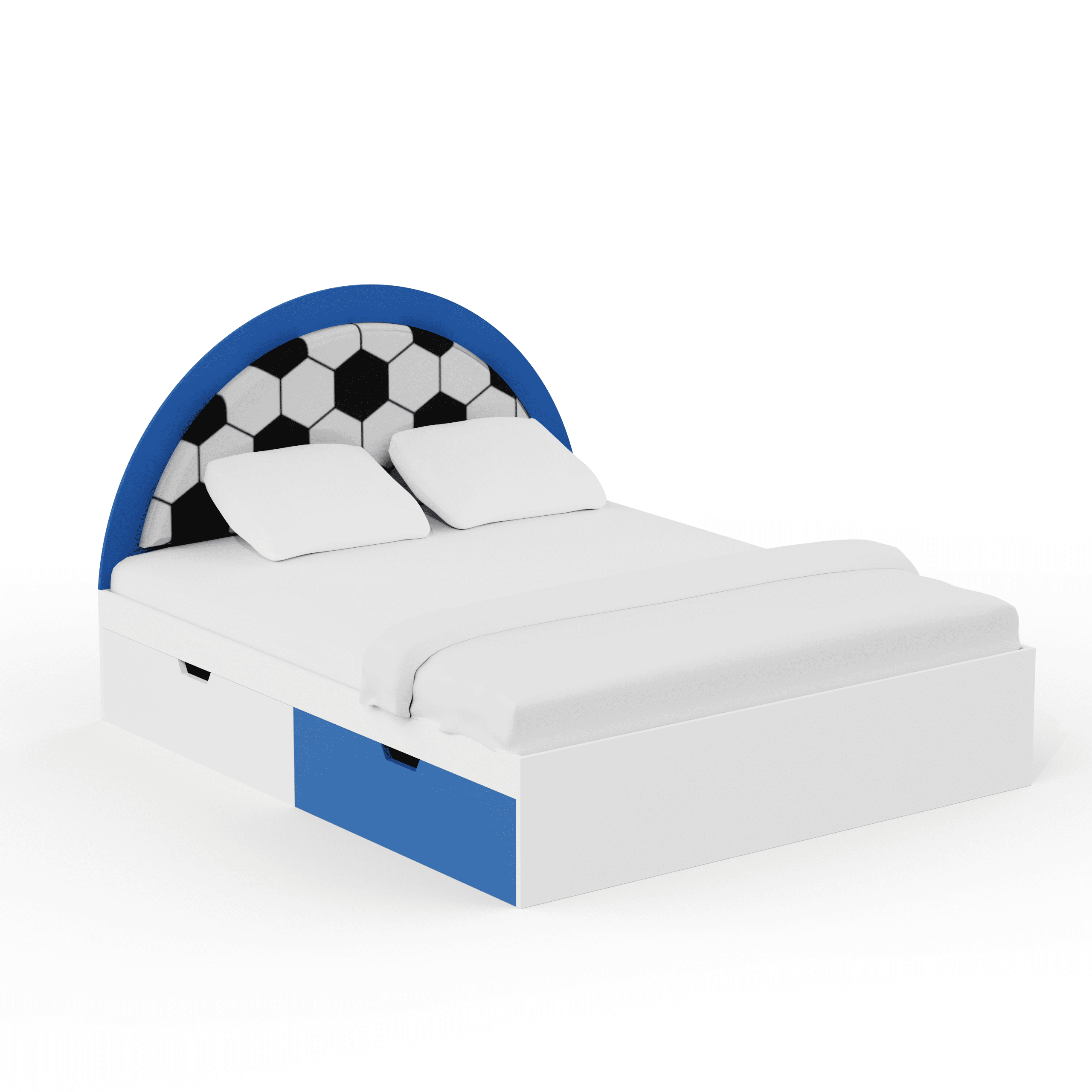Soccer Mania Double Bed  6X5(Drawers On Wheels) In Blue Colour