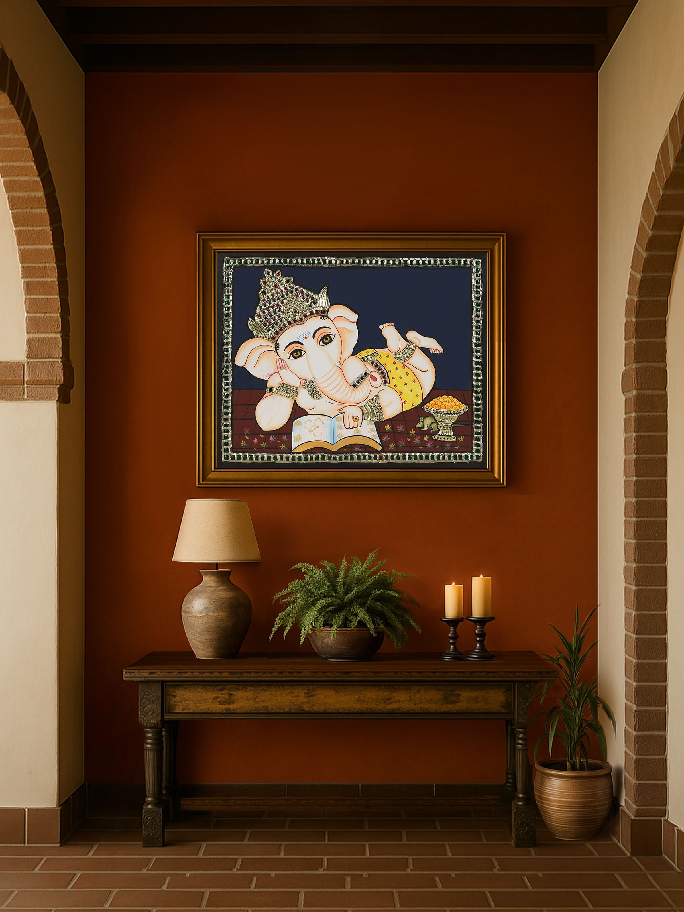 Modern Ganesha Thanjavur Painting