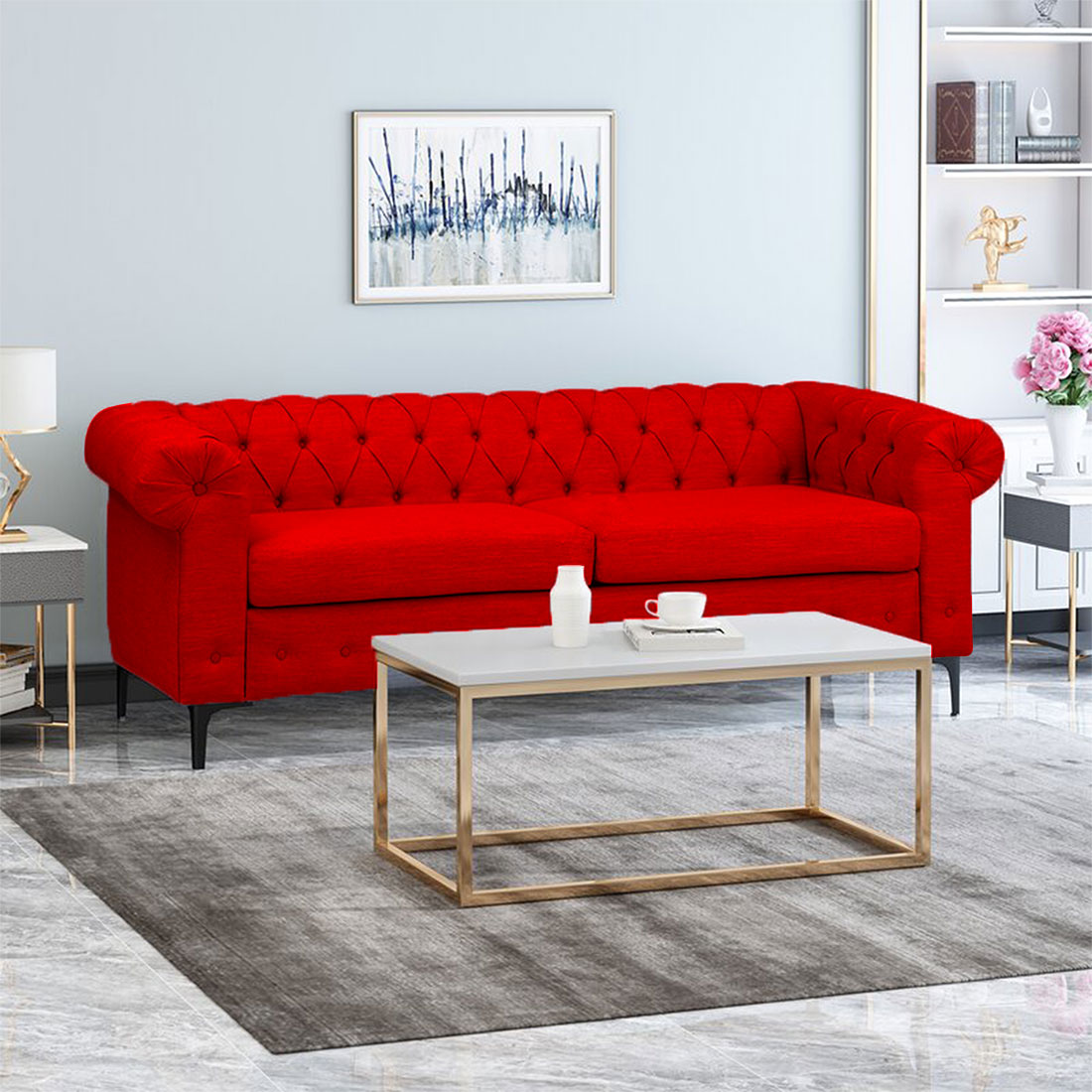 Rolex Fabric Sofa - Red - Home Lifestylez
