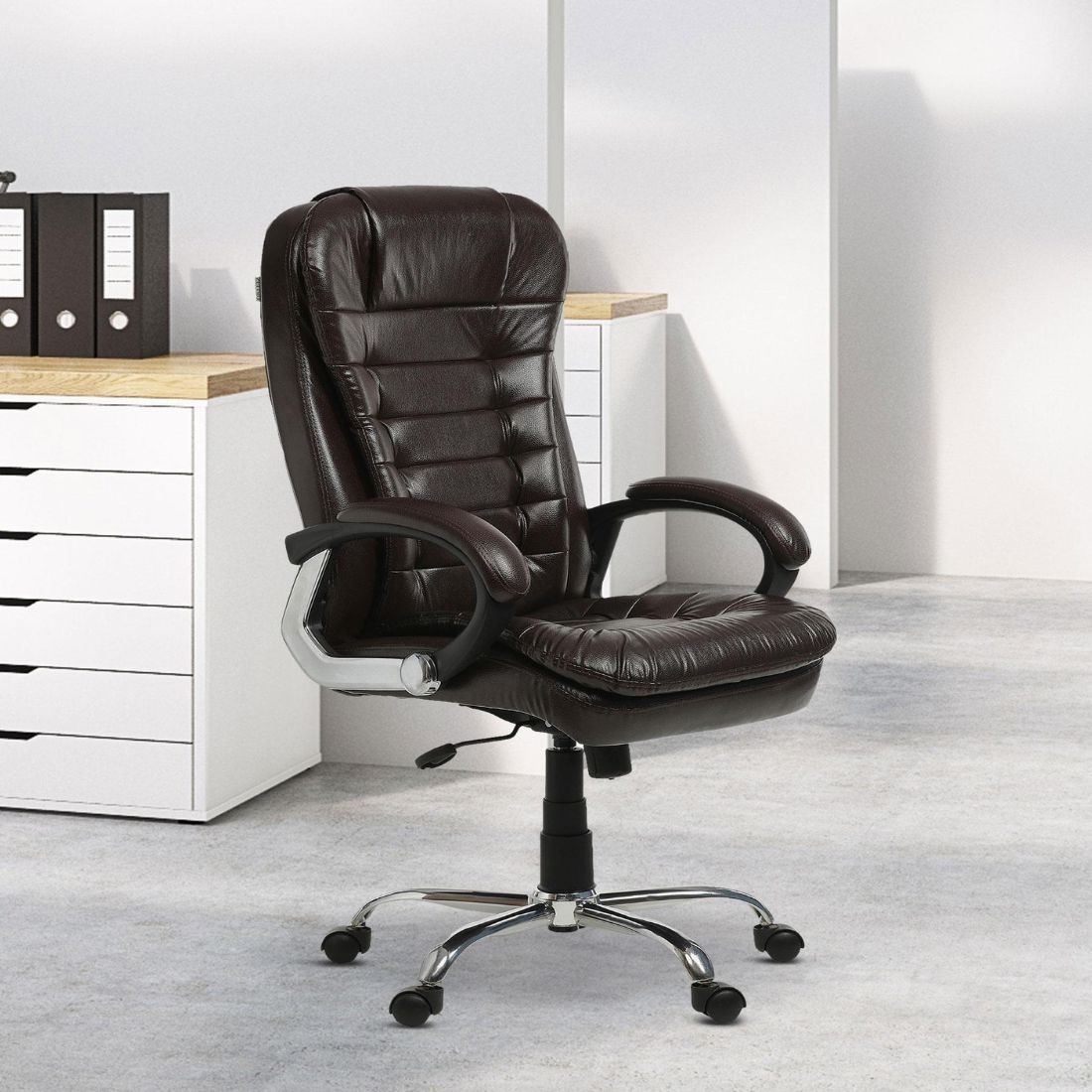 Ettorez Vanity Hb Premium Leatherette Chair In Brown Colour - Ettorez Office Furniture