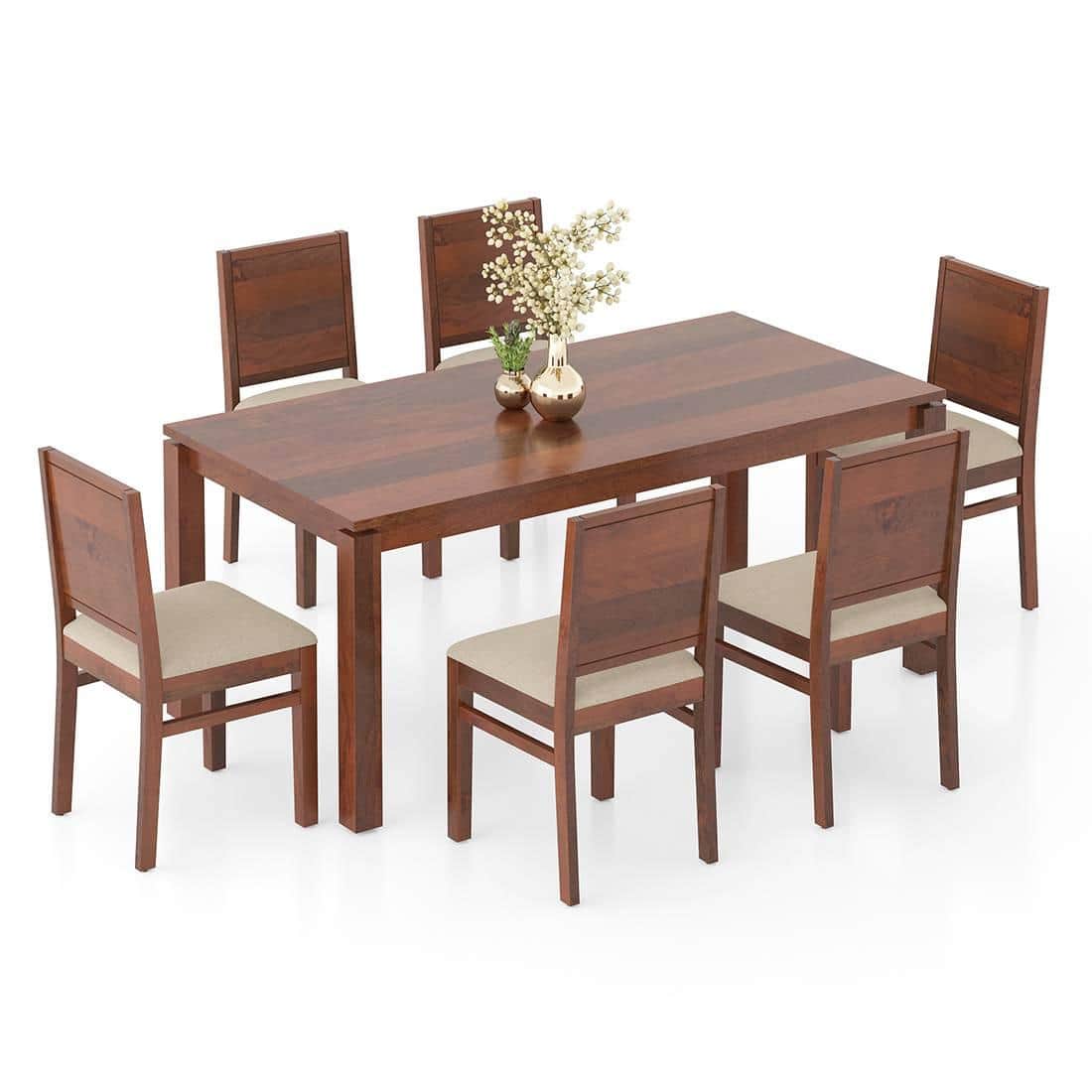 Atlas Solid Wood 6 Seater Dining Table with Atlas Dining chair Set
