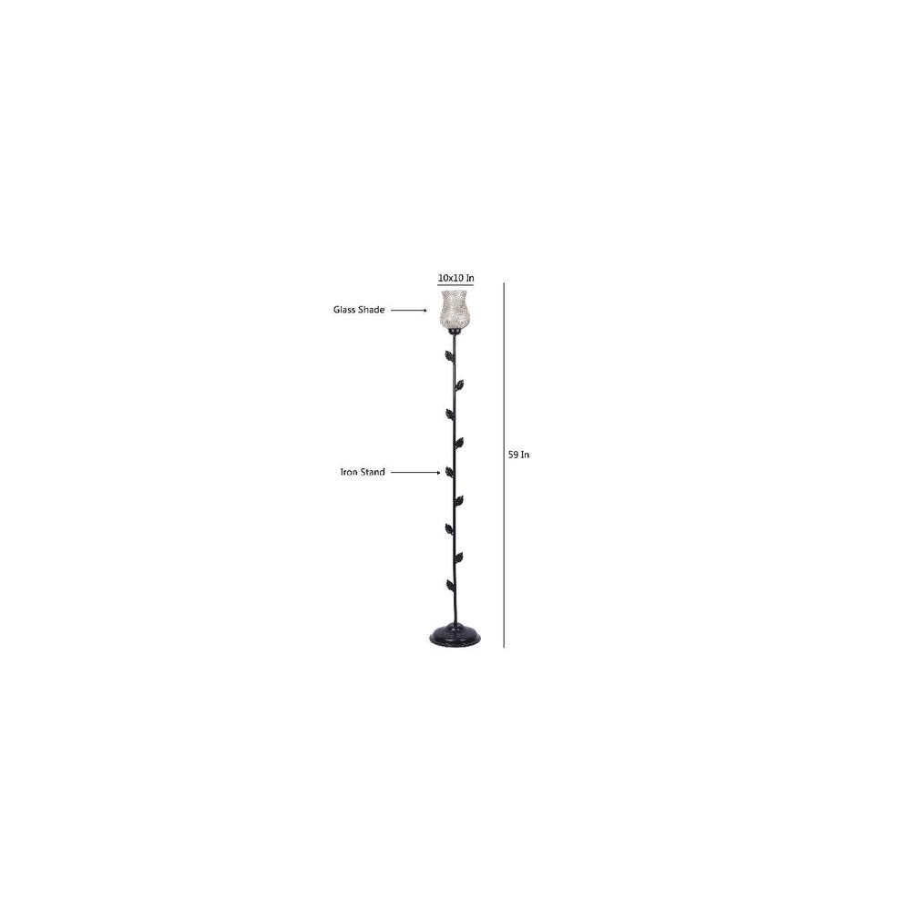 Atticus Multicolour Glass Floor Lamp with Black Iron Base