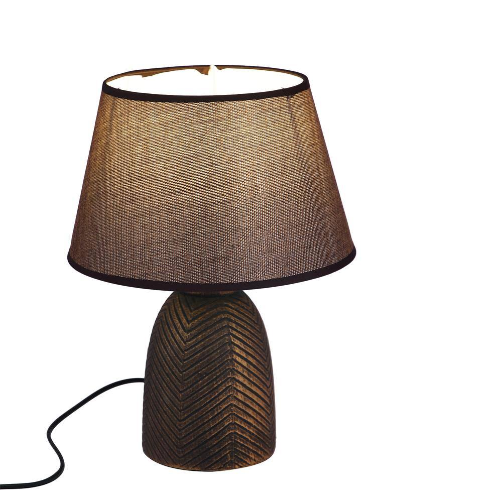 Modern Pearl White Ceramic Table Lamp Brown