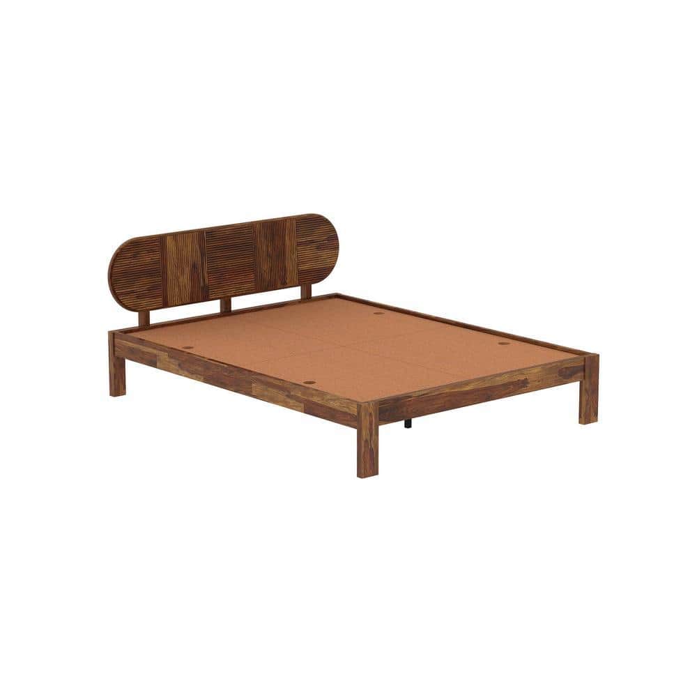 Woodwhiz Solid Wood Queen Size Non Storage Bed In Provincial Teak Finish