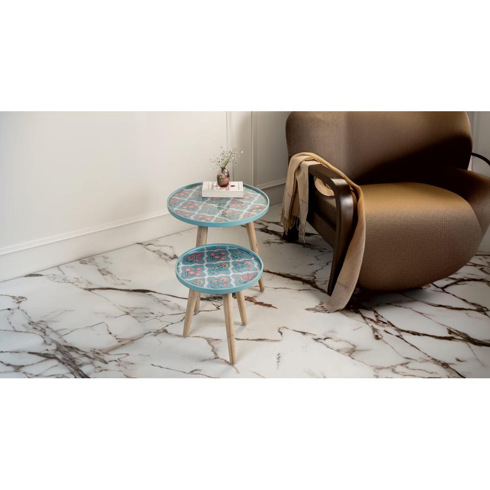 Phool Round Nesting Tables with Wooden Legs, Side Tables, Wooden Tables, Living Room Decor by A Tiny Mistake