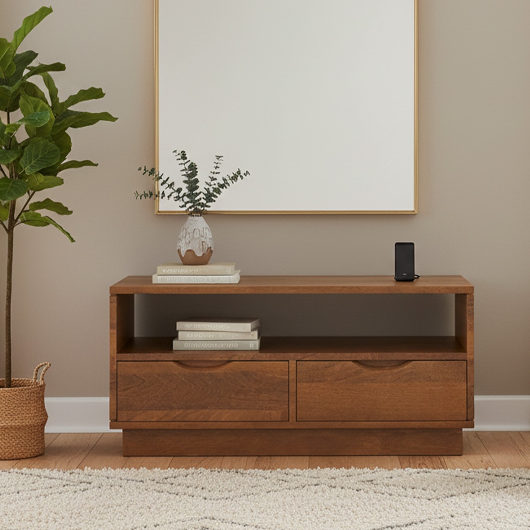 Zephyr Storage Coffee Table in Amber Walnut Finish