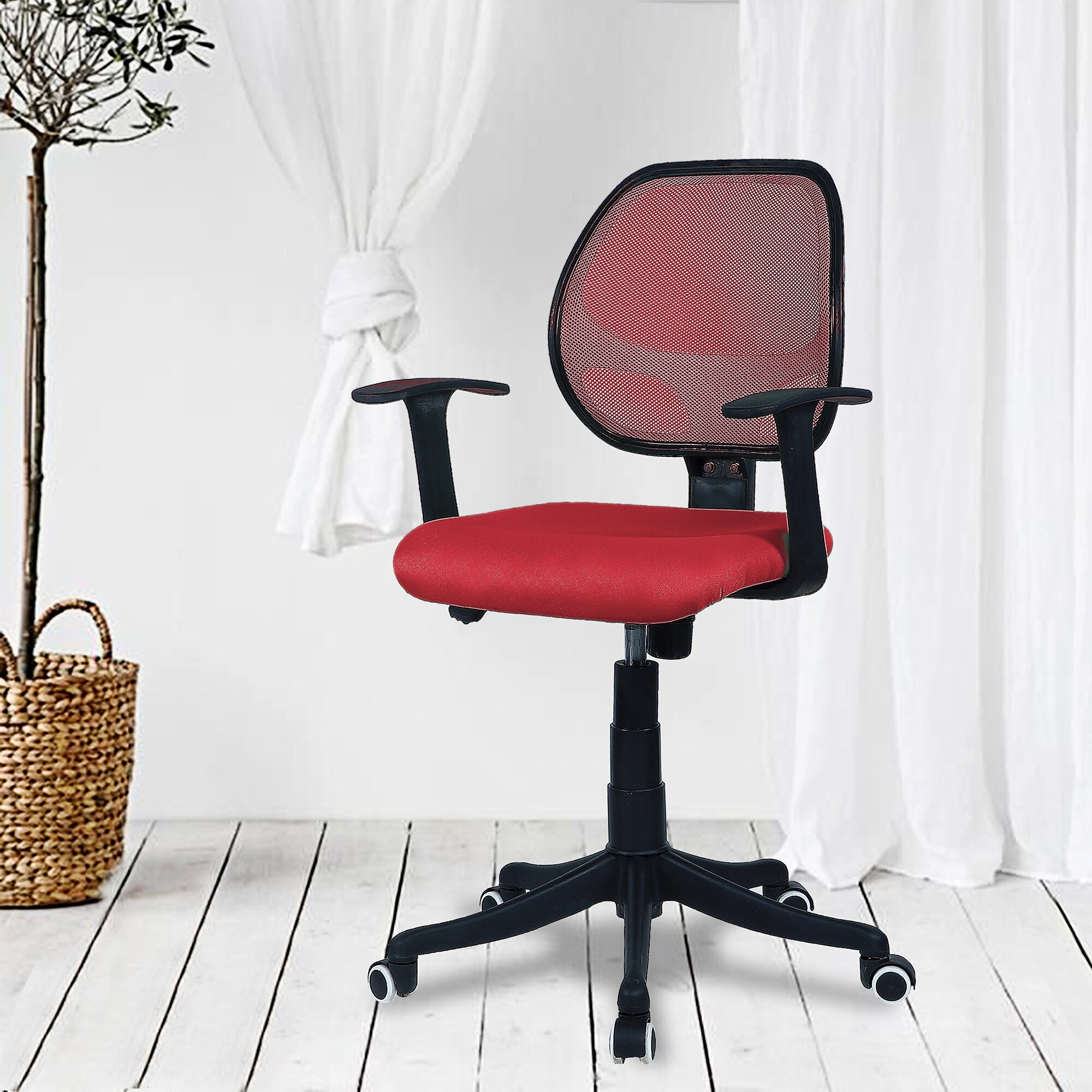 Jaazza Low Back Ergonomic Chair in Red Colour
