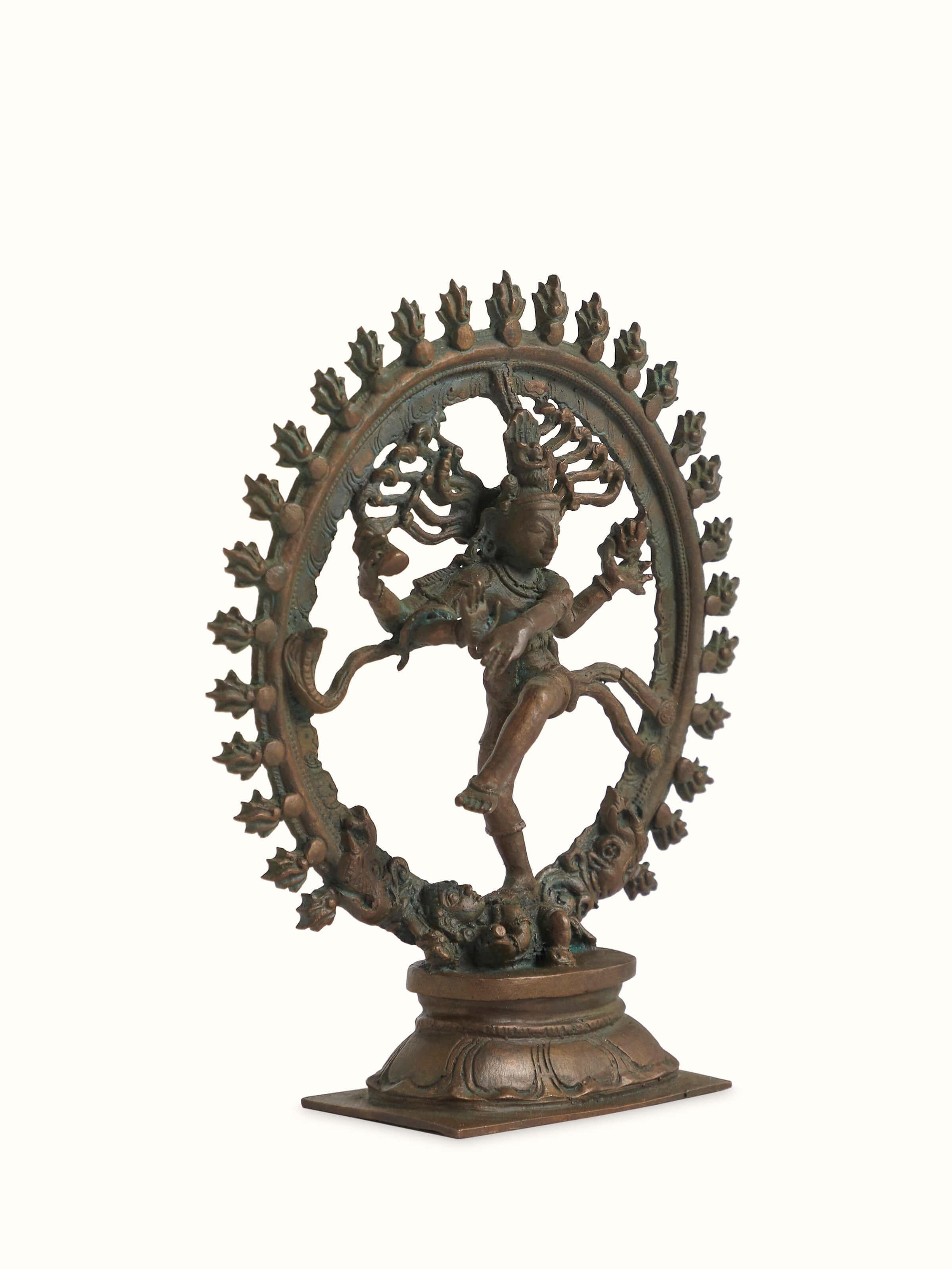 Artistic view of Mystical Natraja antique sculpture focusing on the detailed craftsmanship and expression of Lord Shiva's cosmic dance.