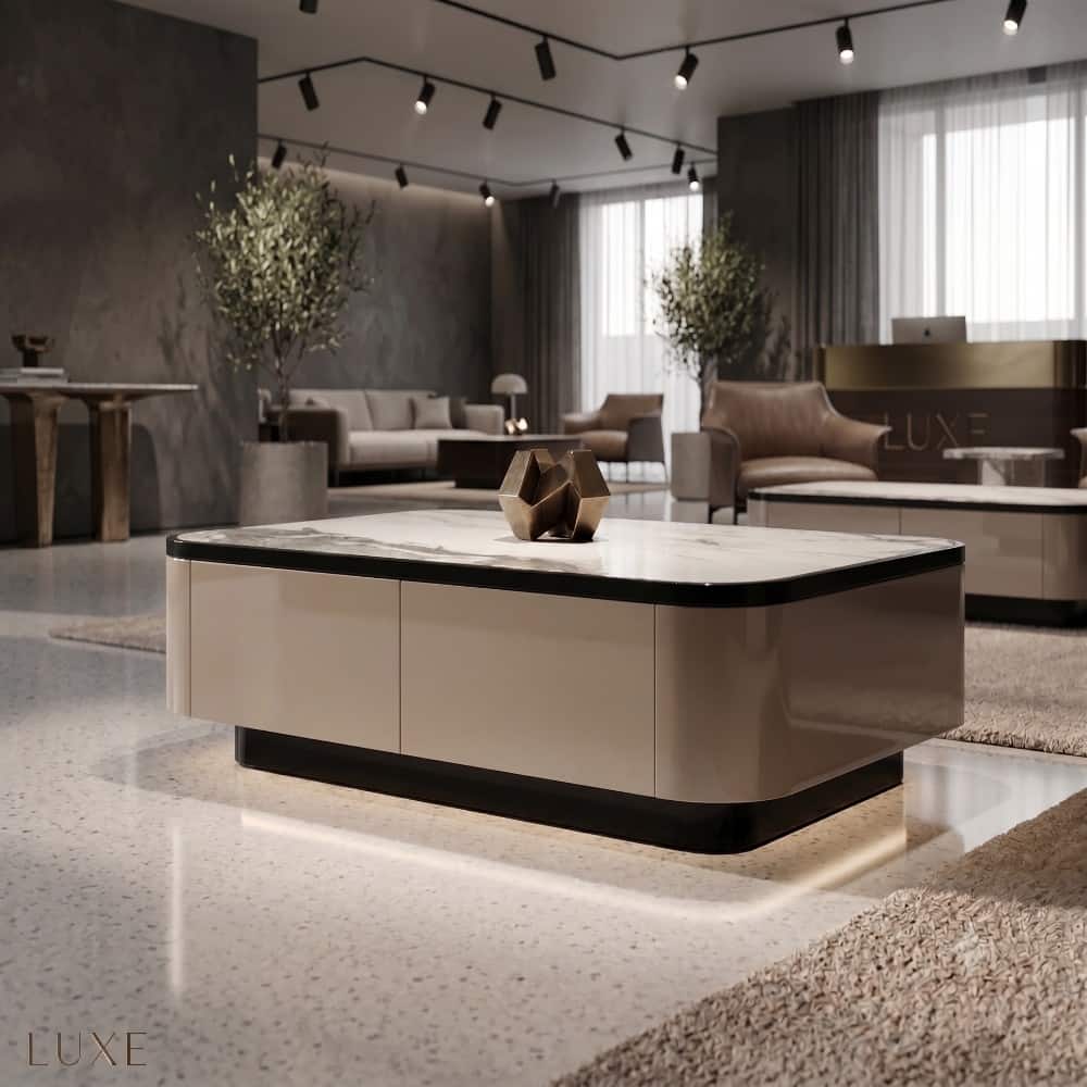 Signature Marble Champagne Metallic Executive Coffee Table