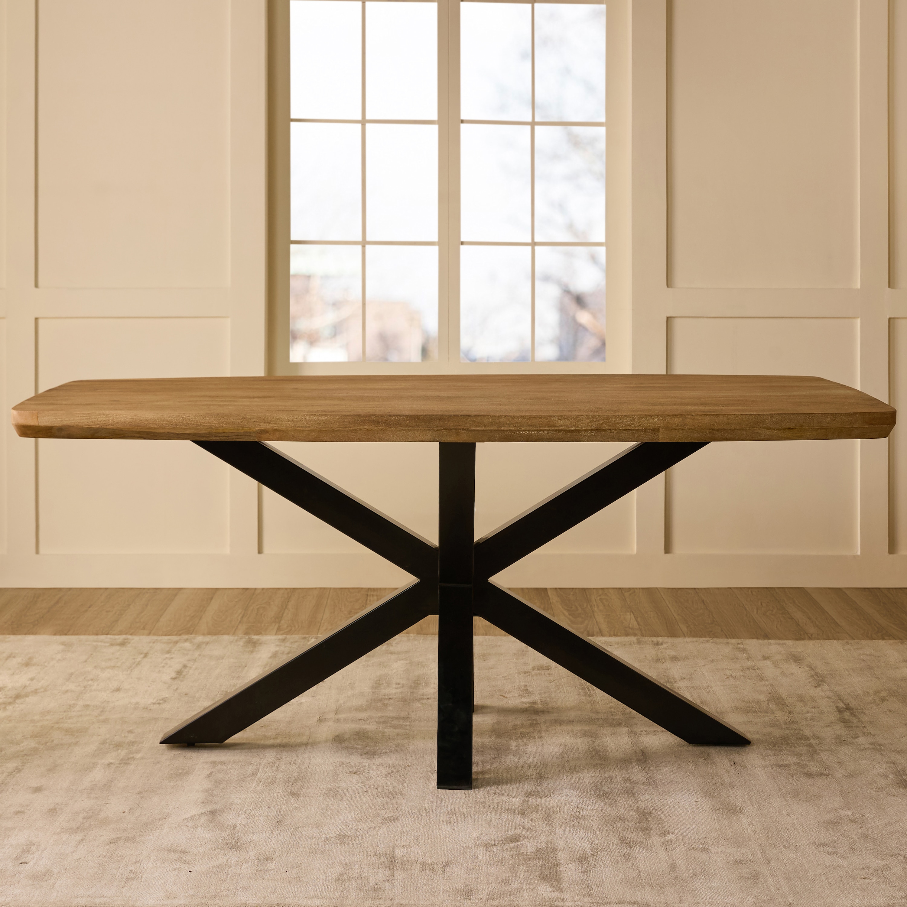 Crispio Solid Wood 6 Seater Dining Table in Limewash Finish - Living Shape