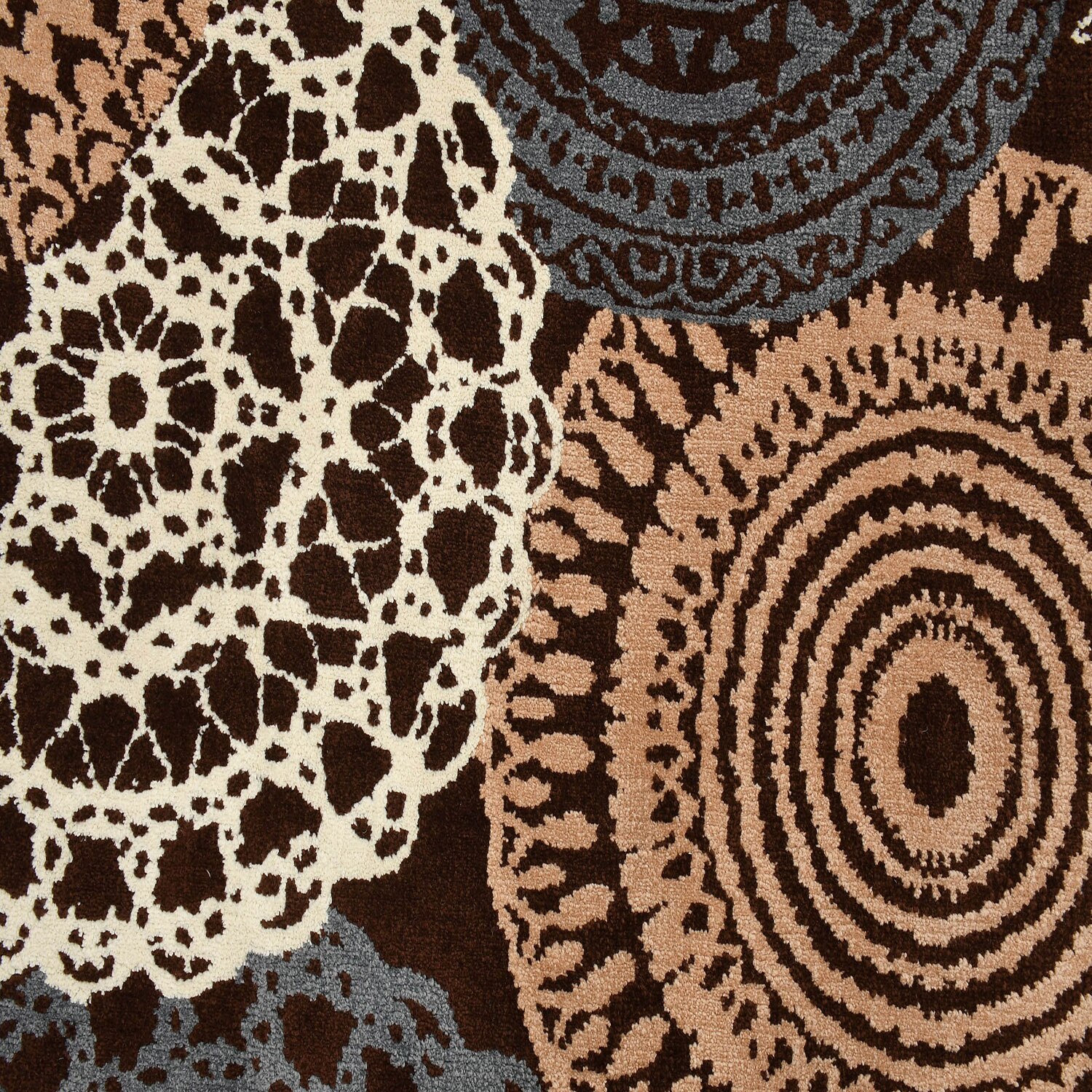 Multicolor Geometric Machine Made Polyester 5 X 7 Feet Carpet