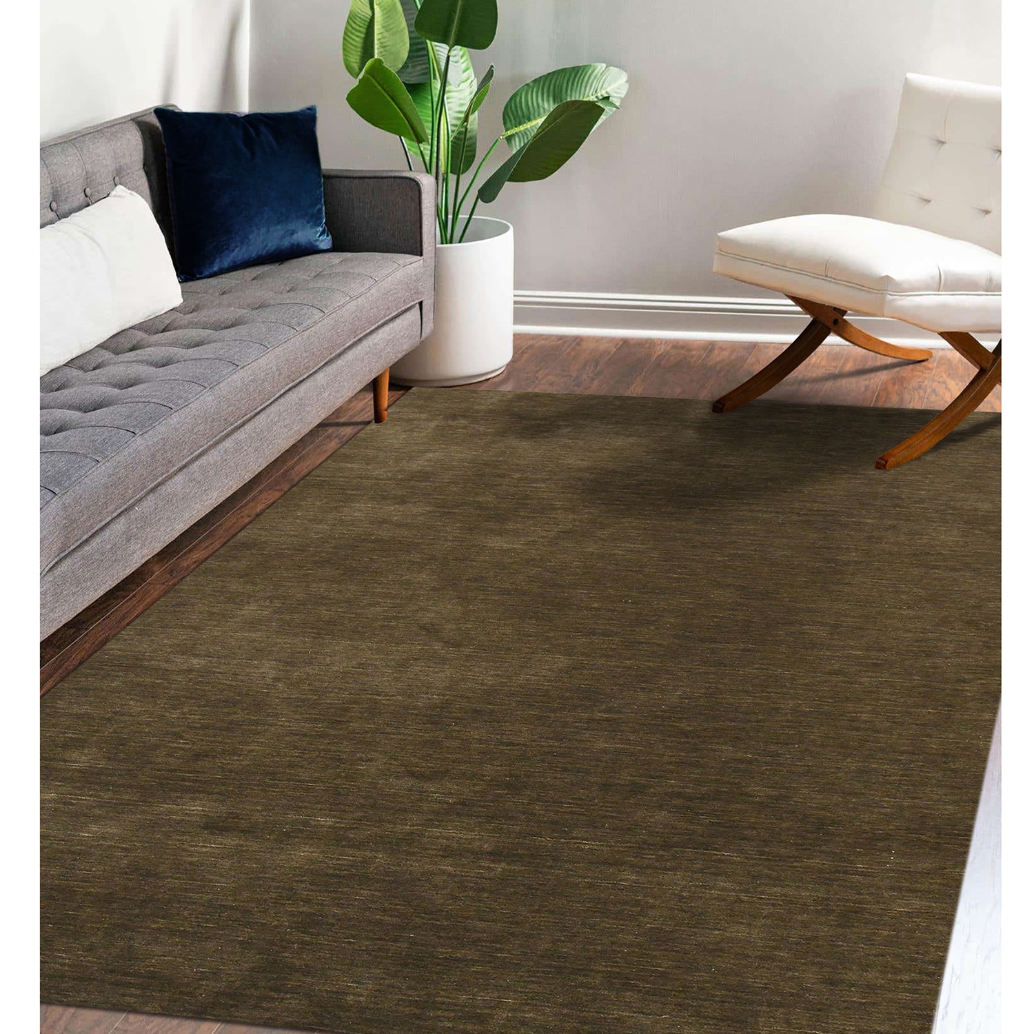 Rosie Chocolate Solid Woven Wool 6X4 Feet Carpet - Saraswati Global