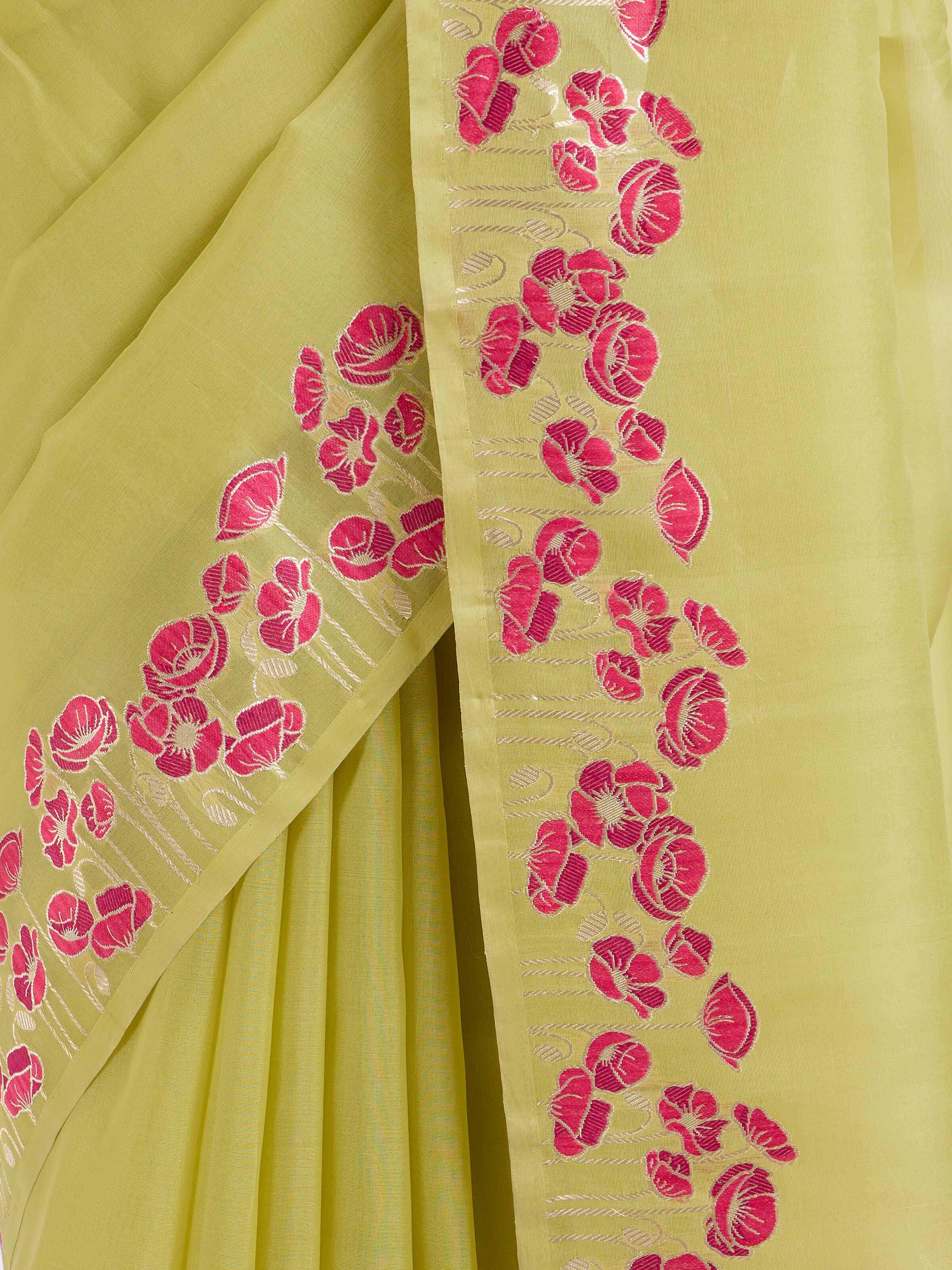 Green Banarasi Organza Silk Saree