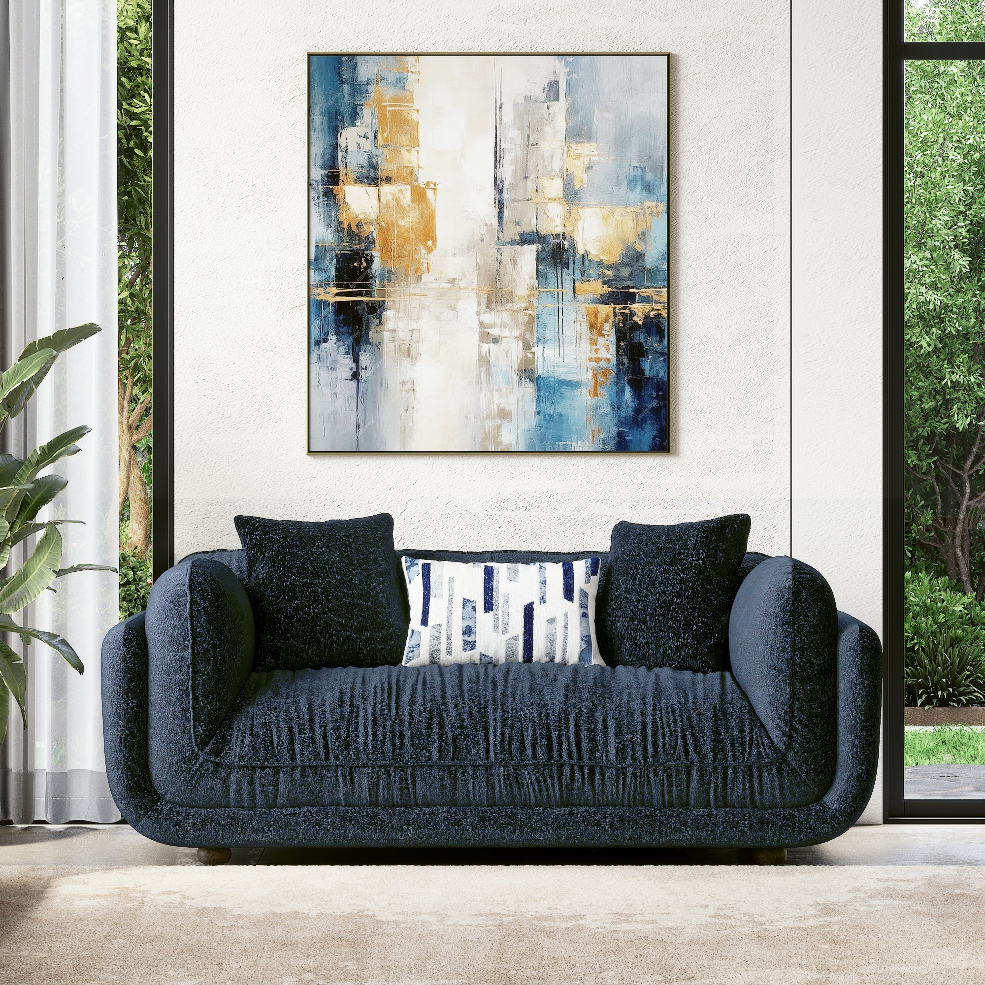 Ezra 2 Seater Fabric Sofa in Sapphire Colour