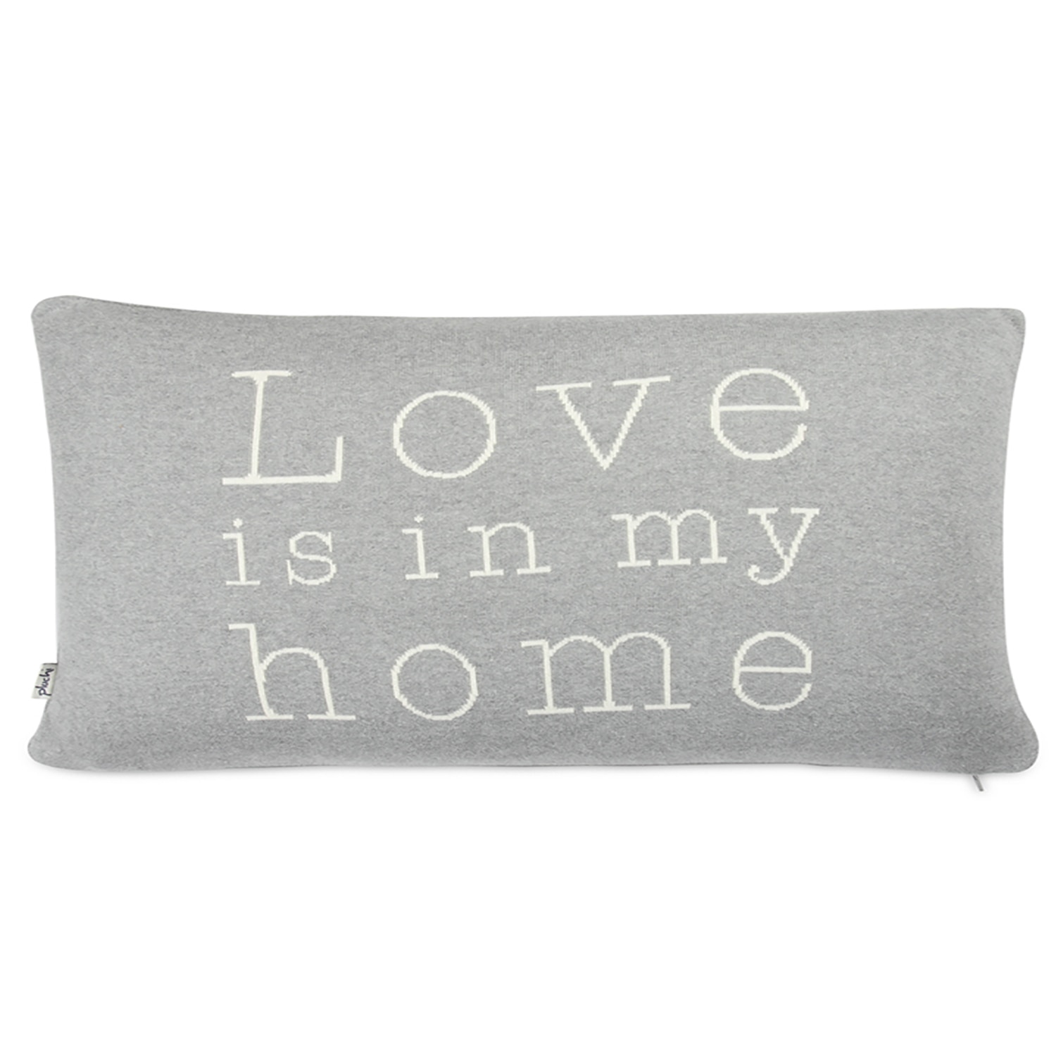 Love Is My Home Knit Pillow Cover  Grey Natural 16X24  Inches - Pluchi