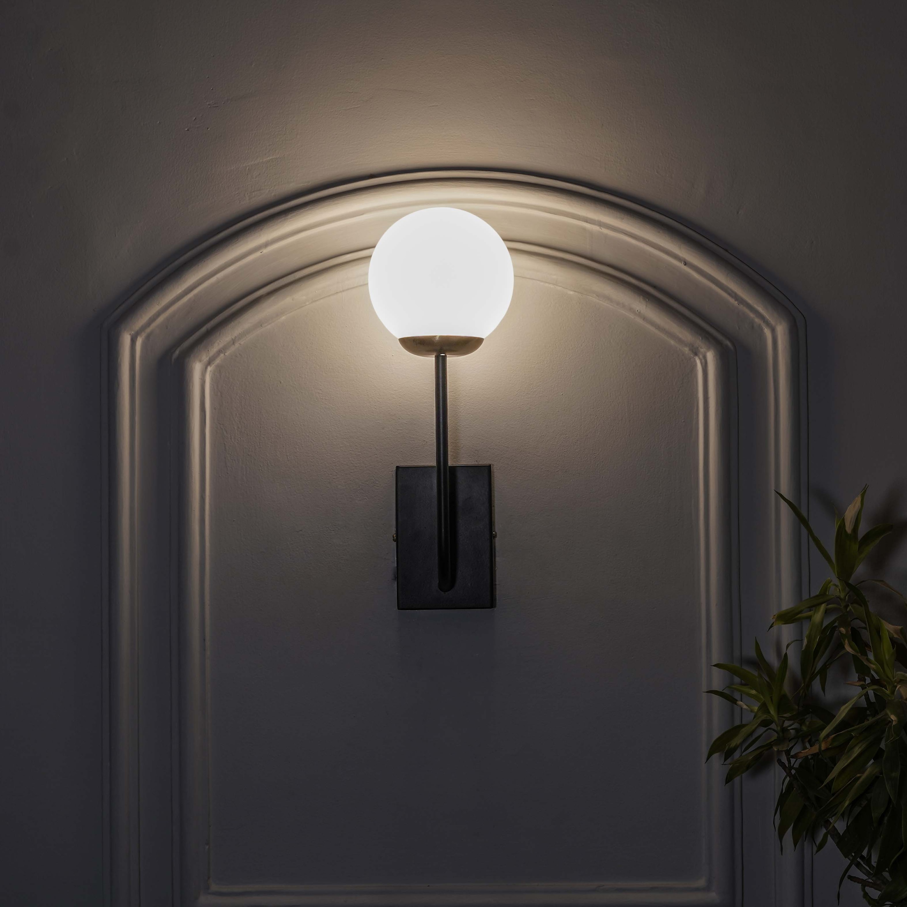 Minster Black & Frosted White Finish Wall Light - Kapoor Lamp Shades
