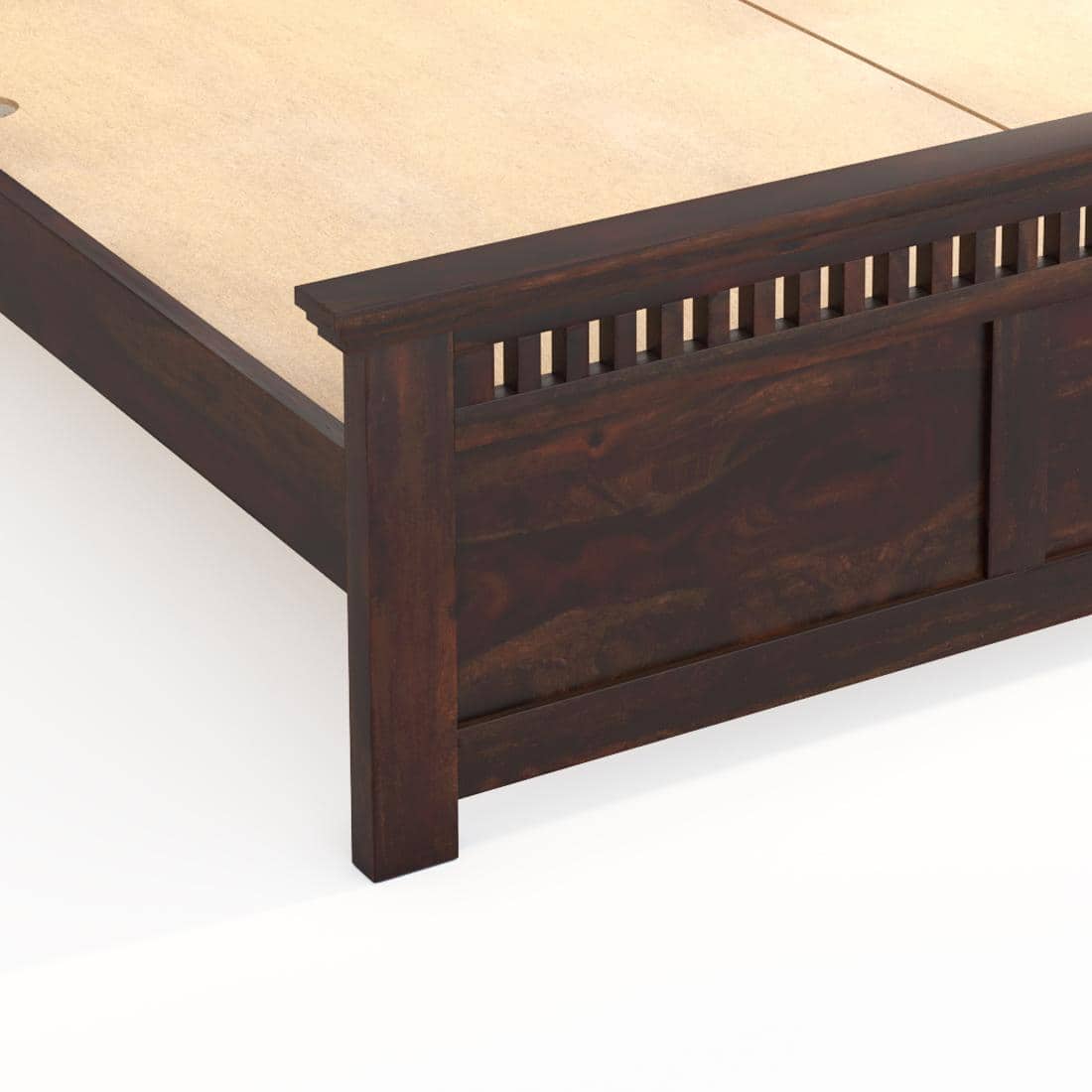 Madhvi Solid Wood Queen Size Bed Without Storage Bed In Walnut Finish