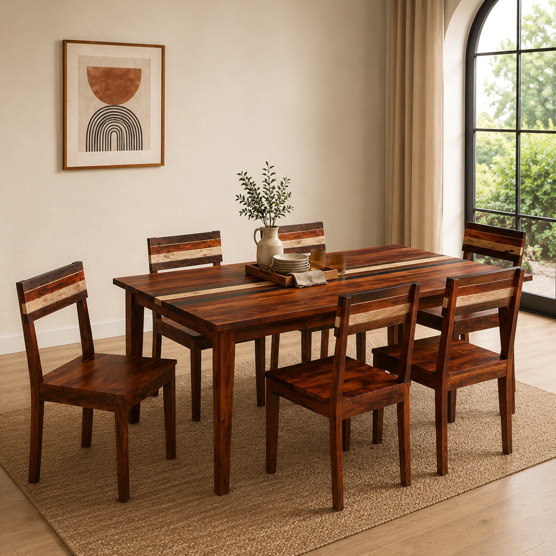 Tamarind 6 Seater Dining Set In Dual Tone Finish - Jyoti Impex