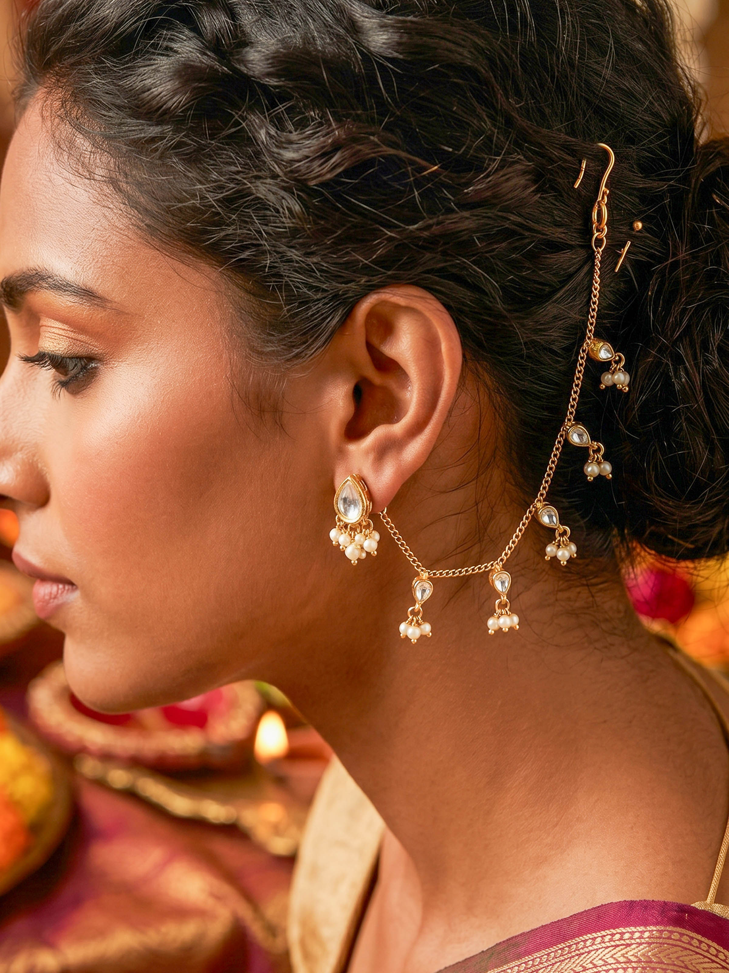 Silver Smithing Gold Plated Ear Chain