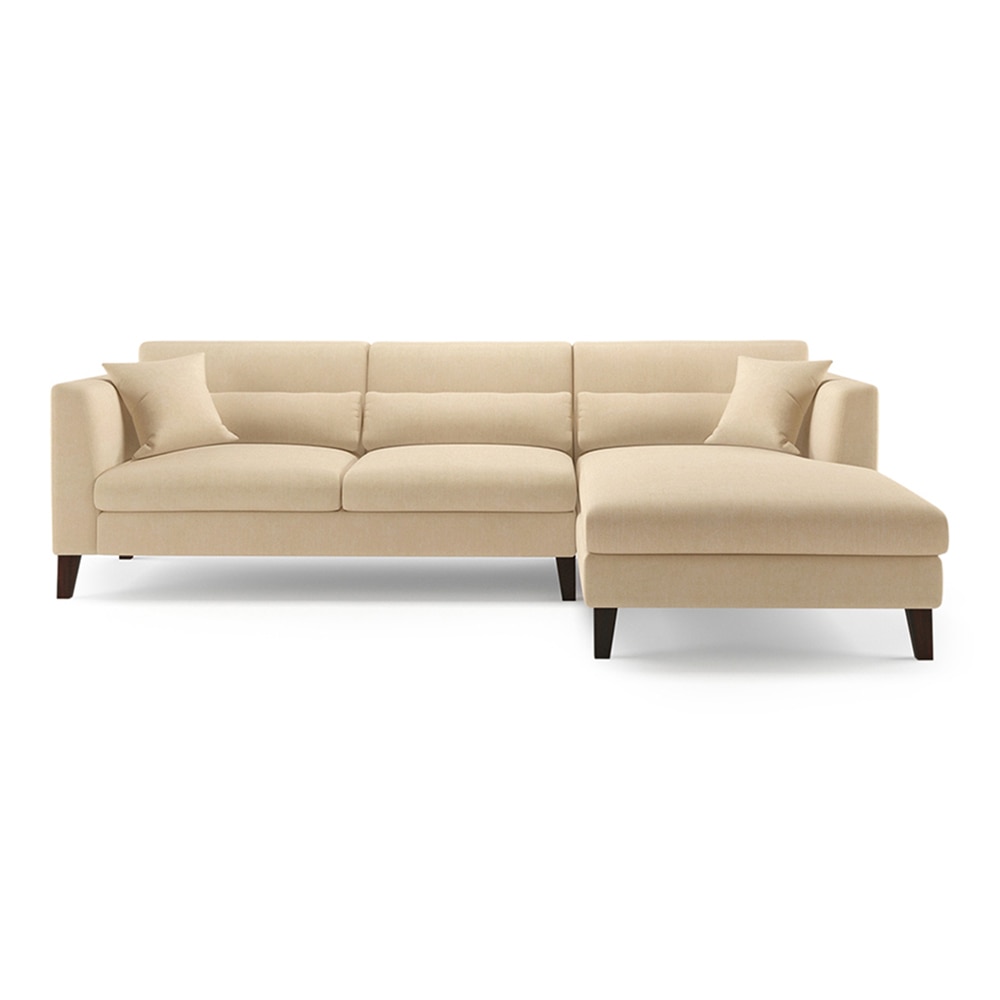 Lewis Sectional Sofa (Colour : Birch Beige, Cushion : Soft, Seater : Right Aligned 3 Seater + Right Aligned Chaise) - Urban Ladder