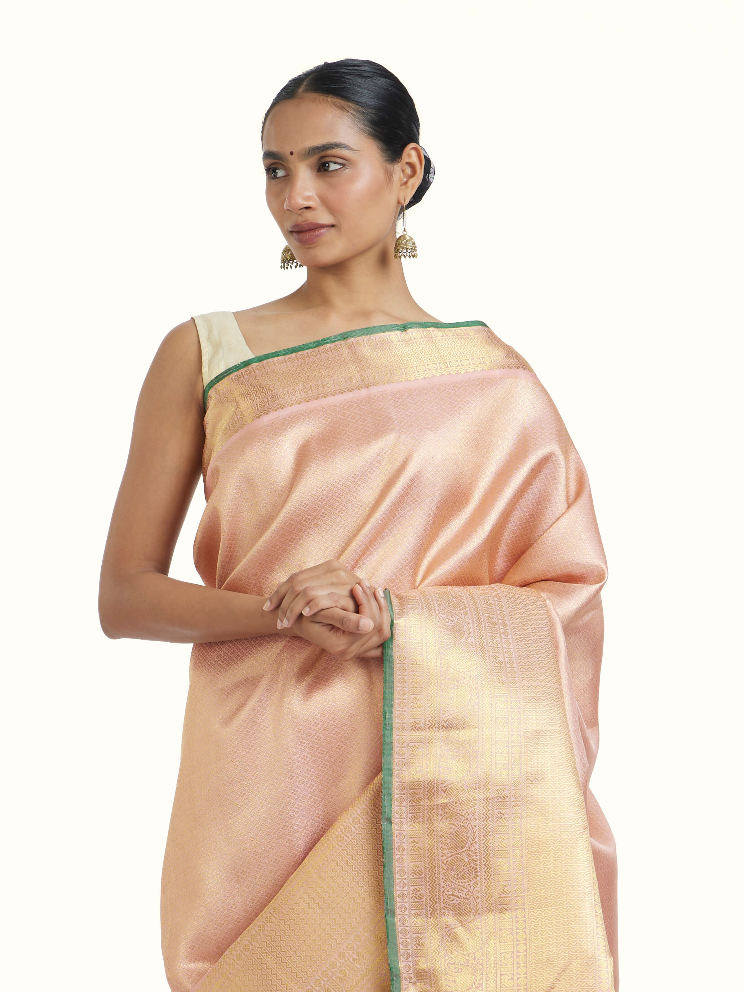 Light Pink Kancheepuram Silk Sari Zar Saree