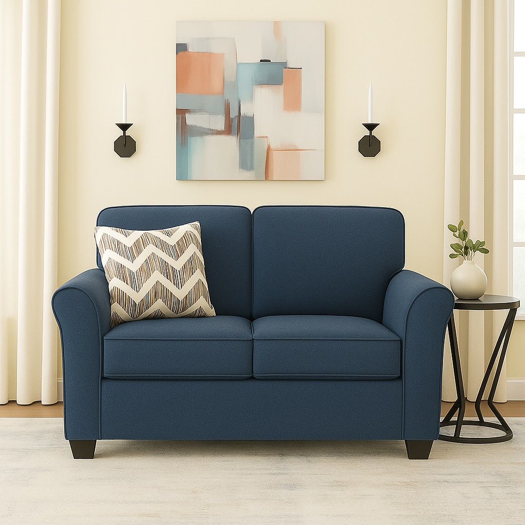 Sehran 2 Seater Sofa In Fabric Navy Blue Color