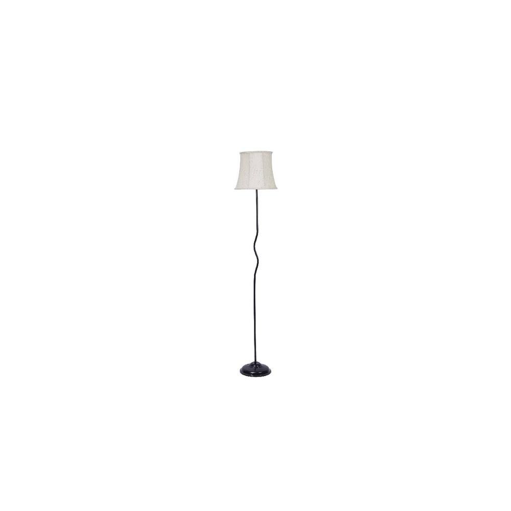Savannah Off White Fabric Floor Lamp with Black Iron Base
