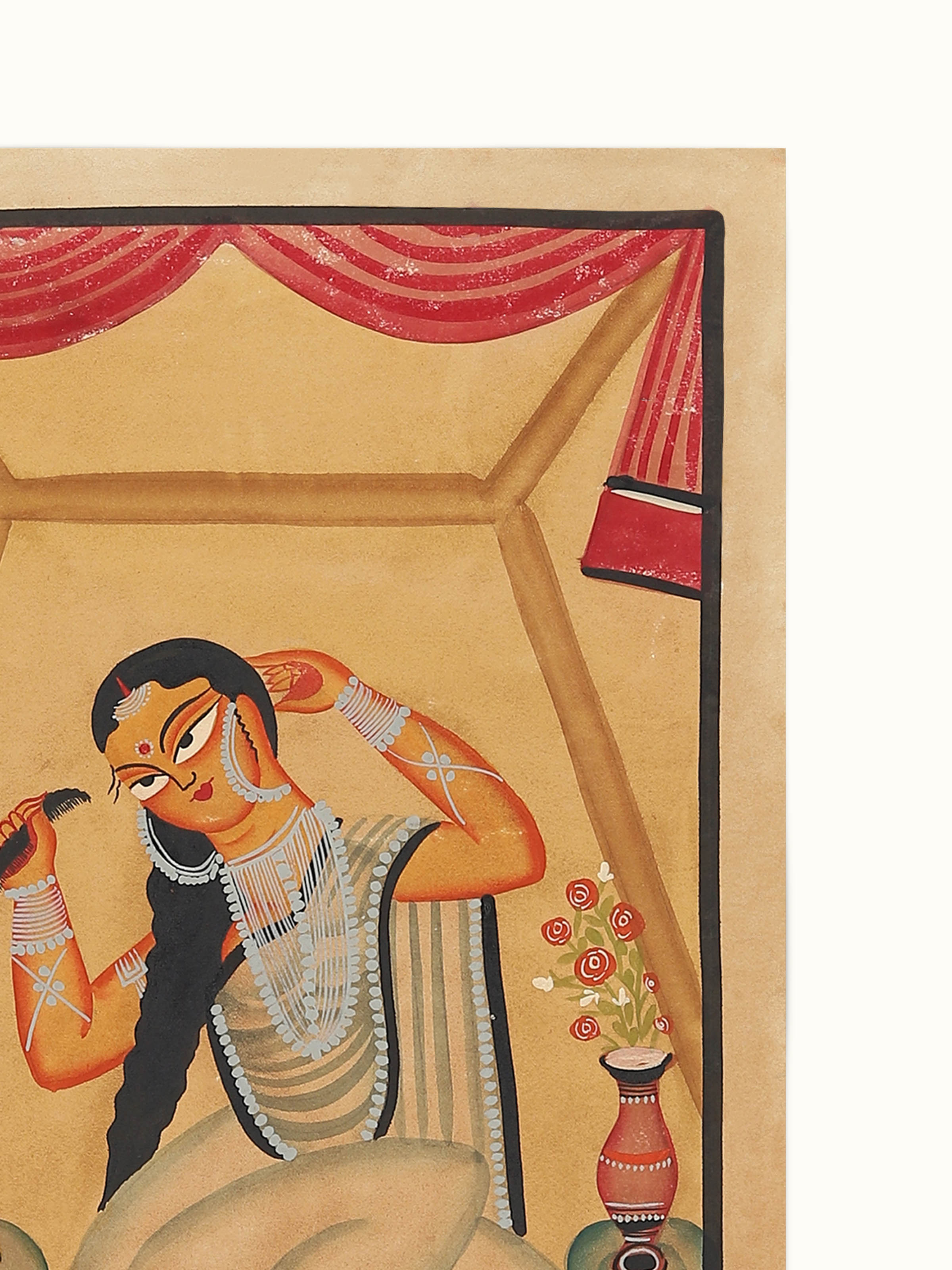 Detail shot of Shringar Kalighat Painting