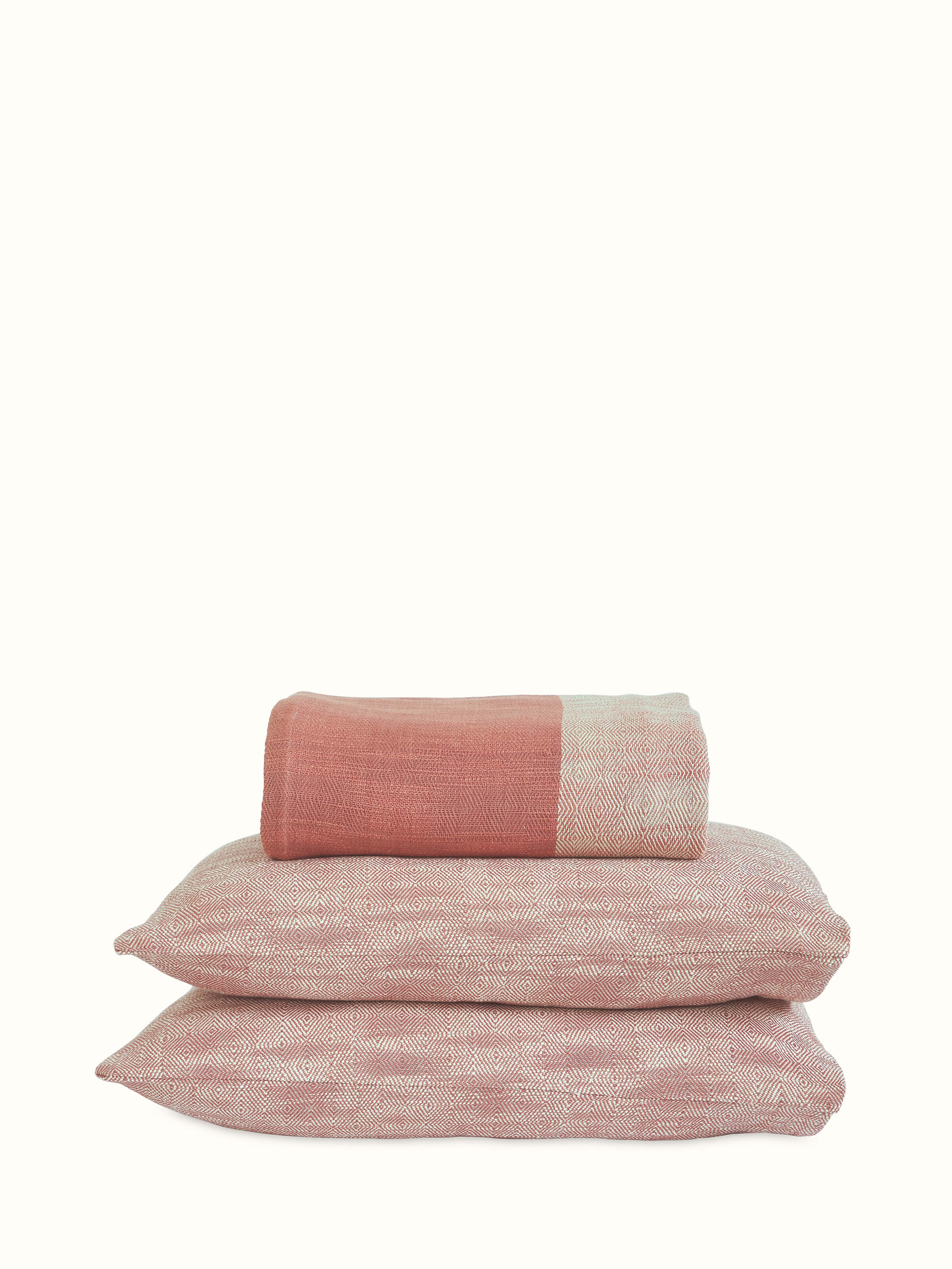 Nabha Pink Sandstone Diamond Weave King-size Bedspread Set
