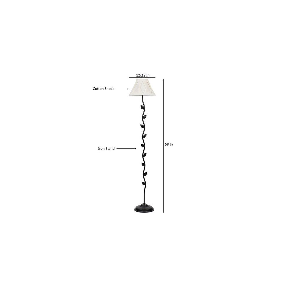 Brooke Black Cotton Shade Floor Lamp