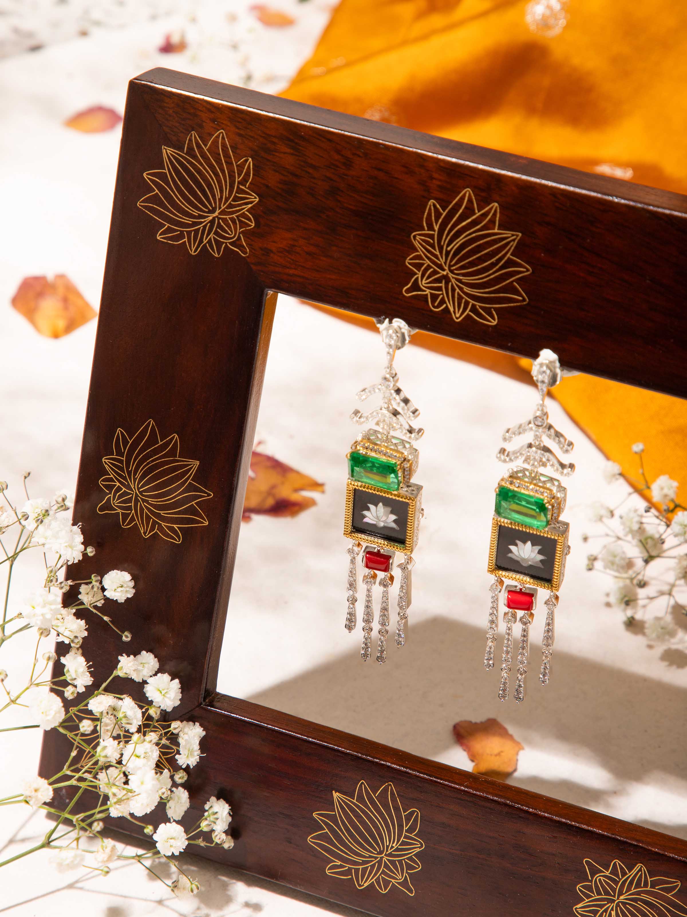 Side profile capturing the intricate designs and delicate patterns.